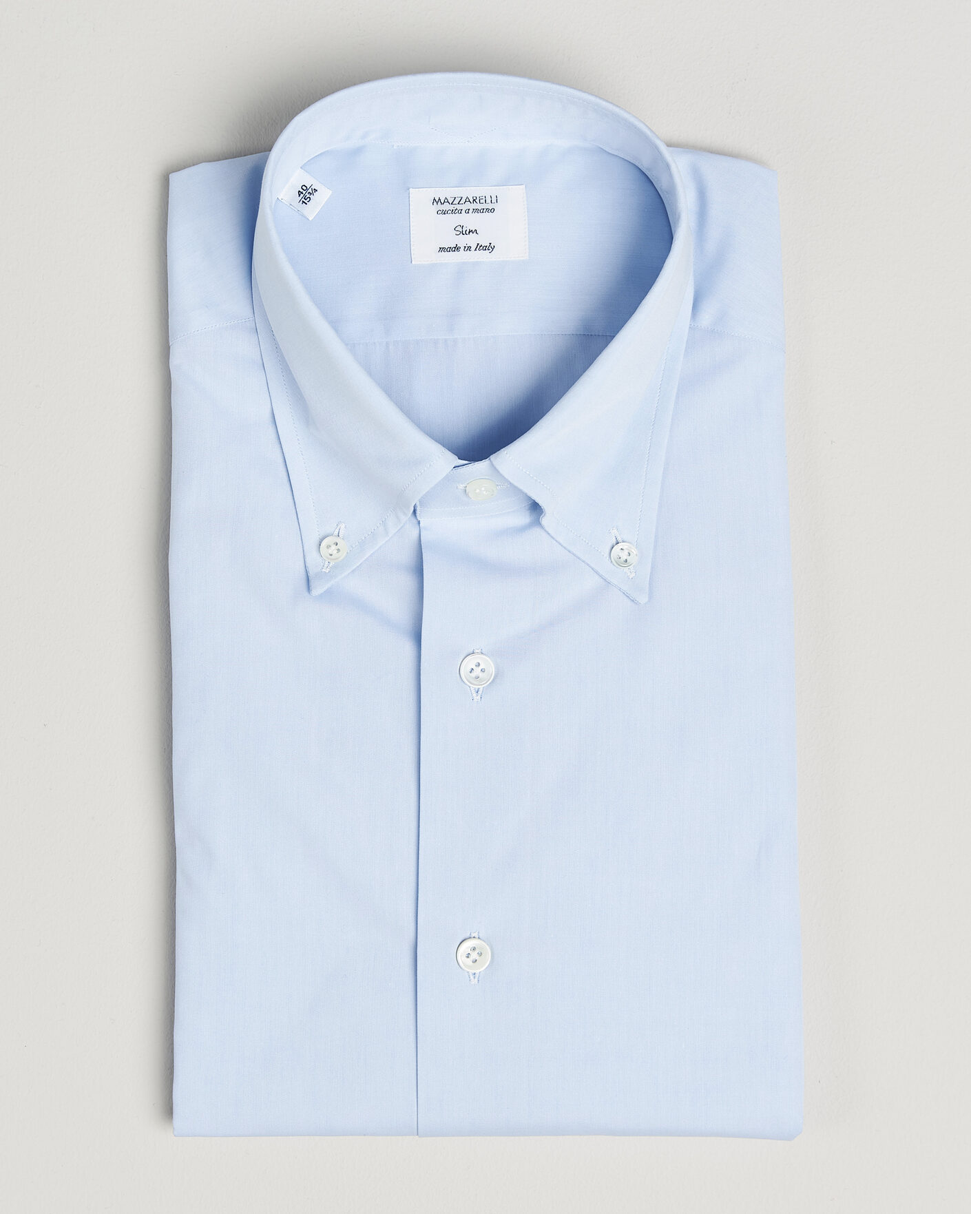 Herren | Hemden | Mazzarelli | Soft Cotton Button Down Shirt Light Blue