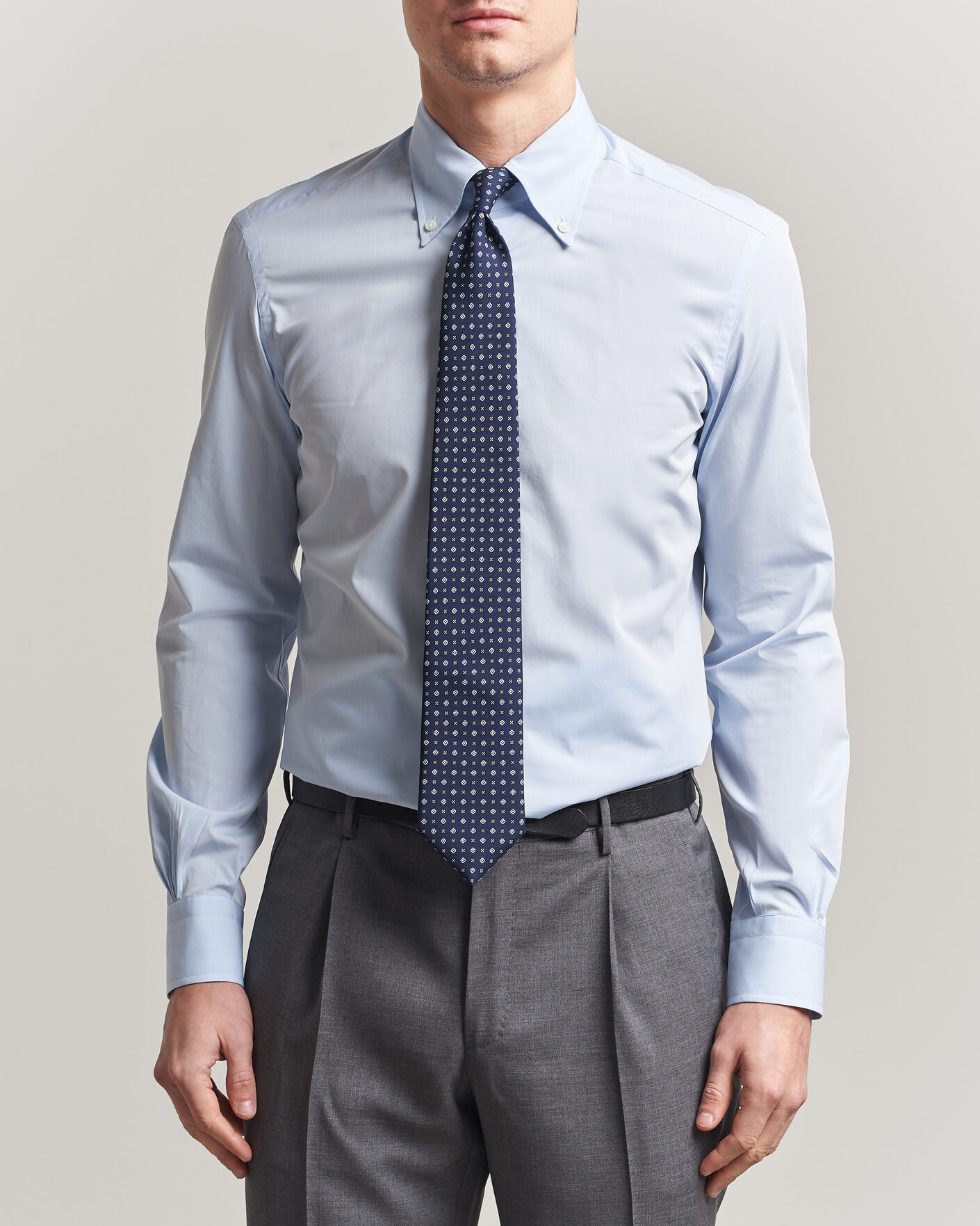Herren | Hemden | Mazzarelli | Soft Cotton Button Down Shirt Light Blue