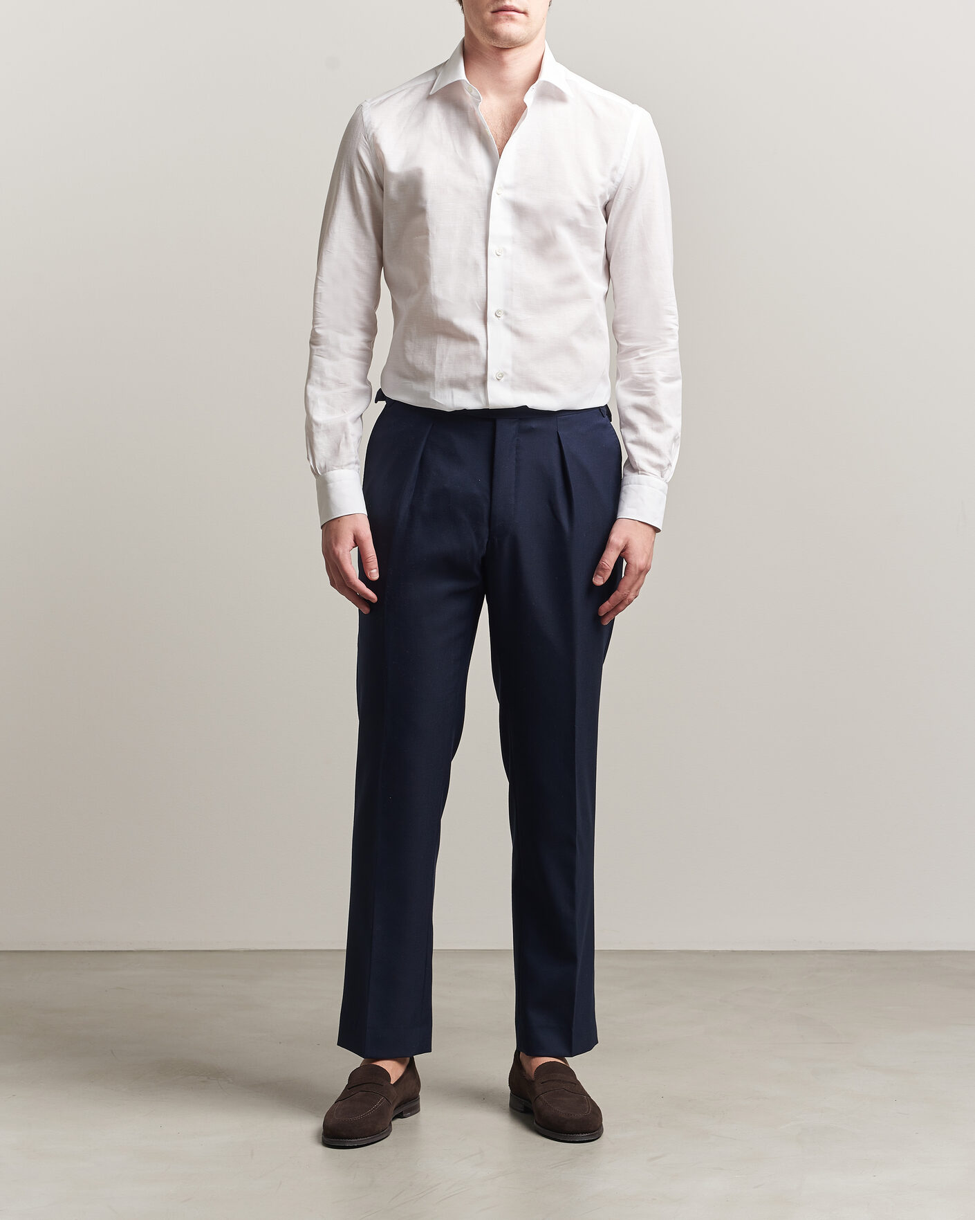 Herren | Hemden | Mazzarelli | Soft Cotton/Linen Shirt White