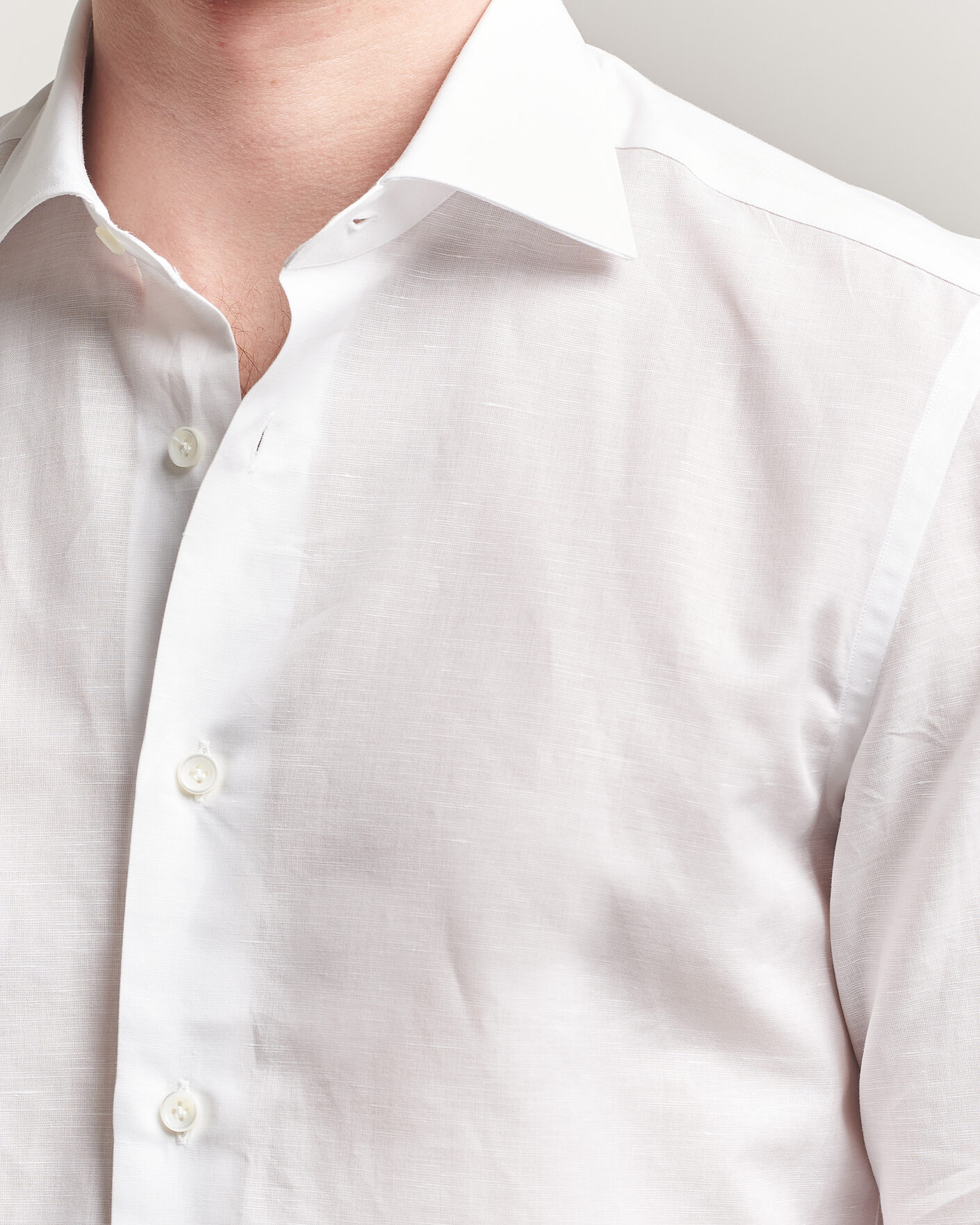 Herren | Hemden | Mazzarelli | Soft Cotton/Linen Shirt White
