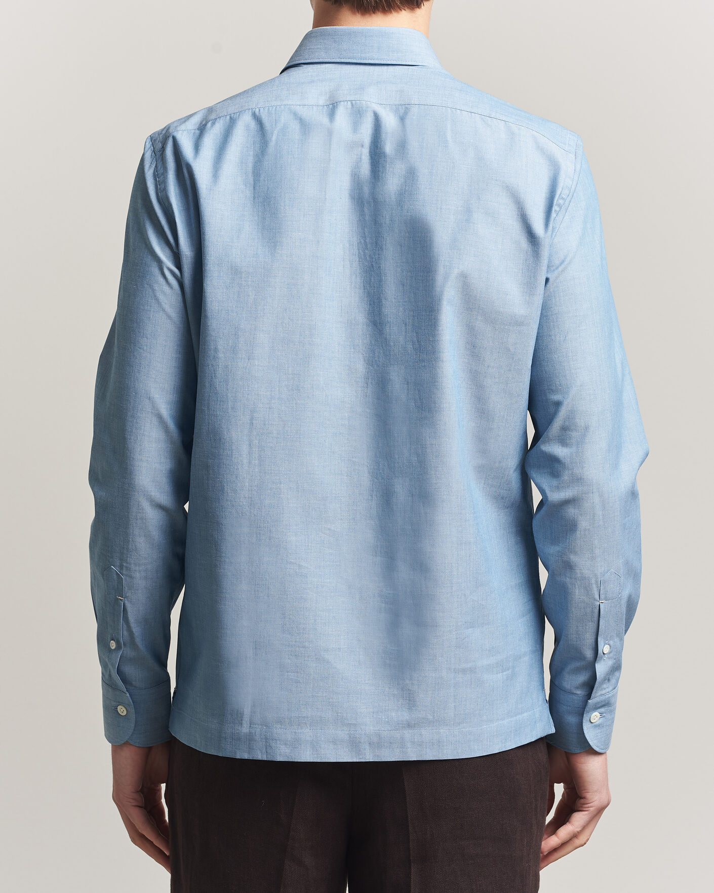 Herren | Hemden | Mazzarelli | Soft Cotton Denim Popover Shirt Blue