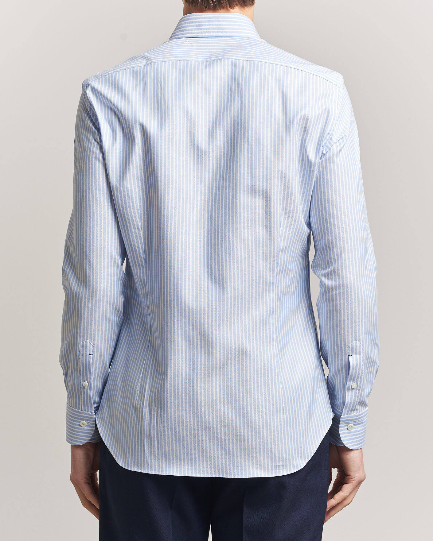 Herren | Hemden | Mazzarelli | Soft Oxford Button Down Shirt Light Blue Stripe