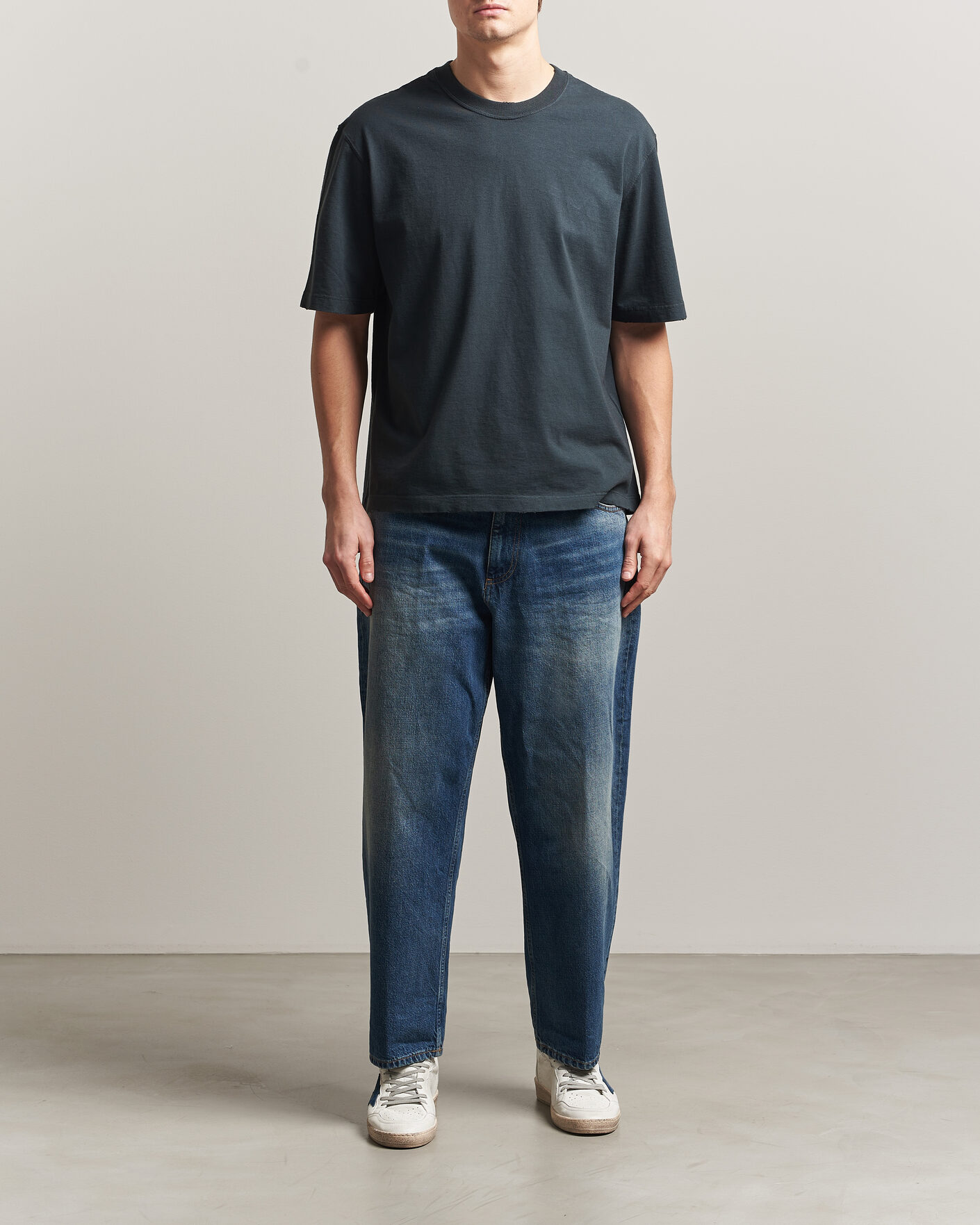Herren | T-Shirts | Golden Goose | Relaxed Fit Cotton T-Shirt Washed Black