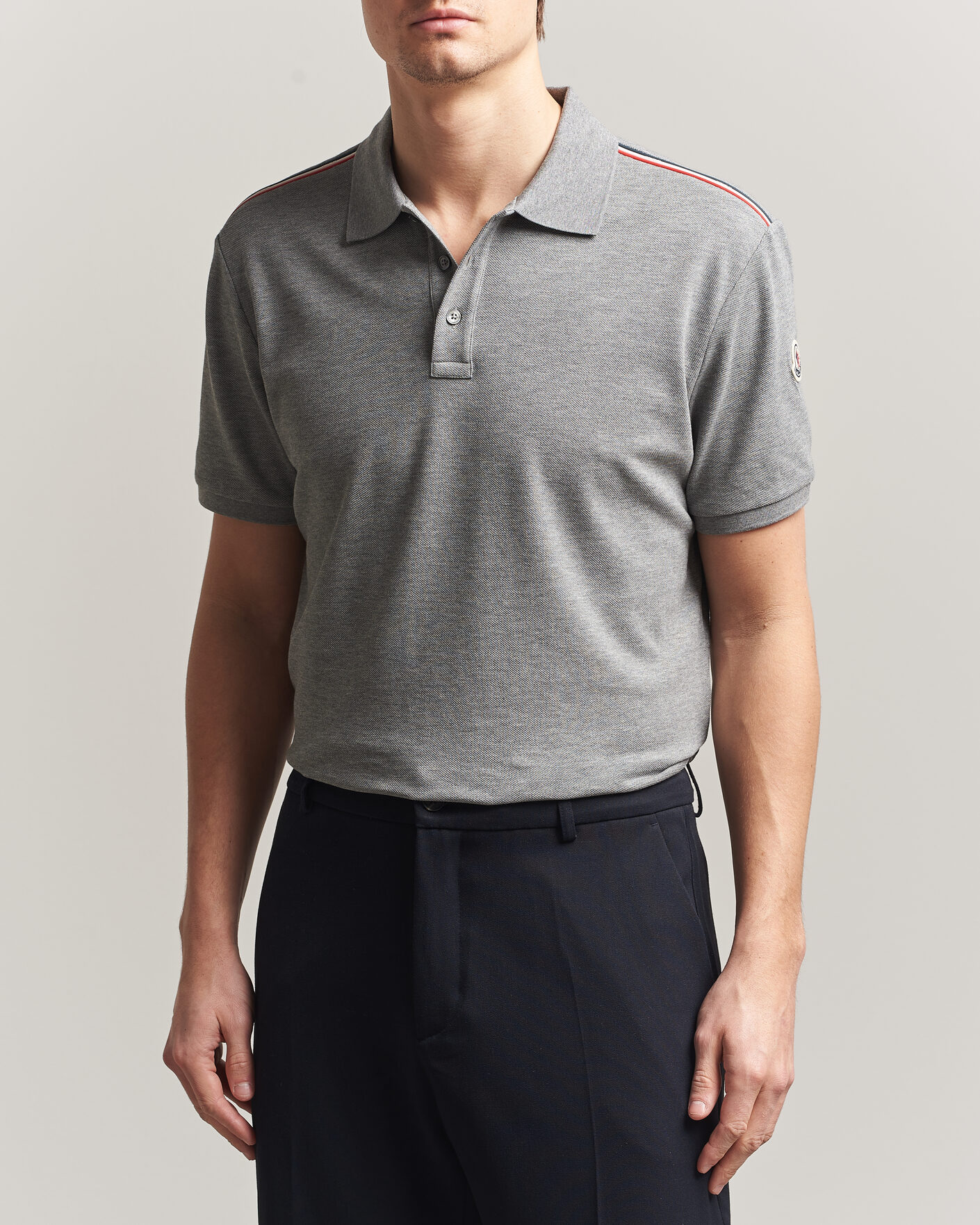 Herren | Poloshirts | Moncler | Tricolore Shoulder Polo Light Grey