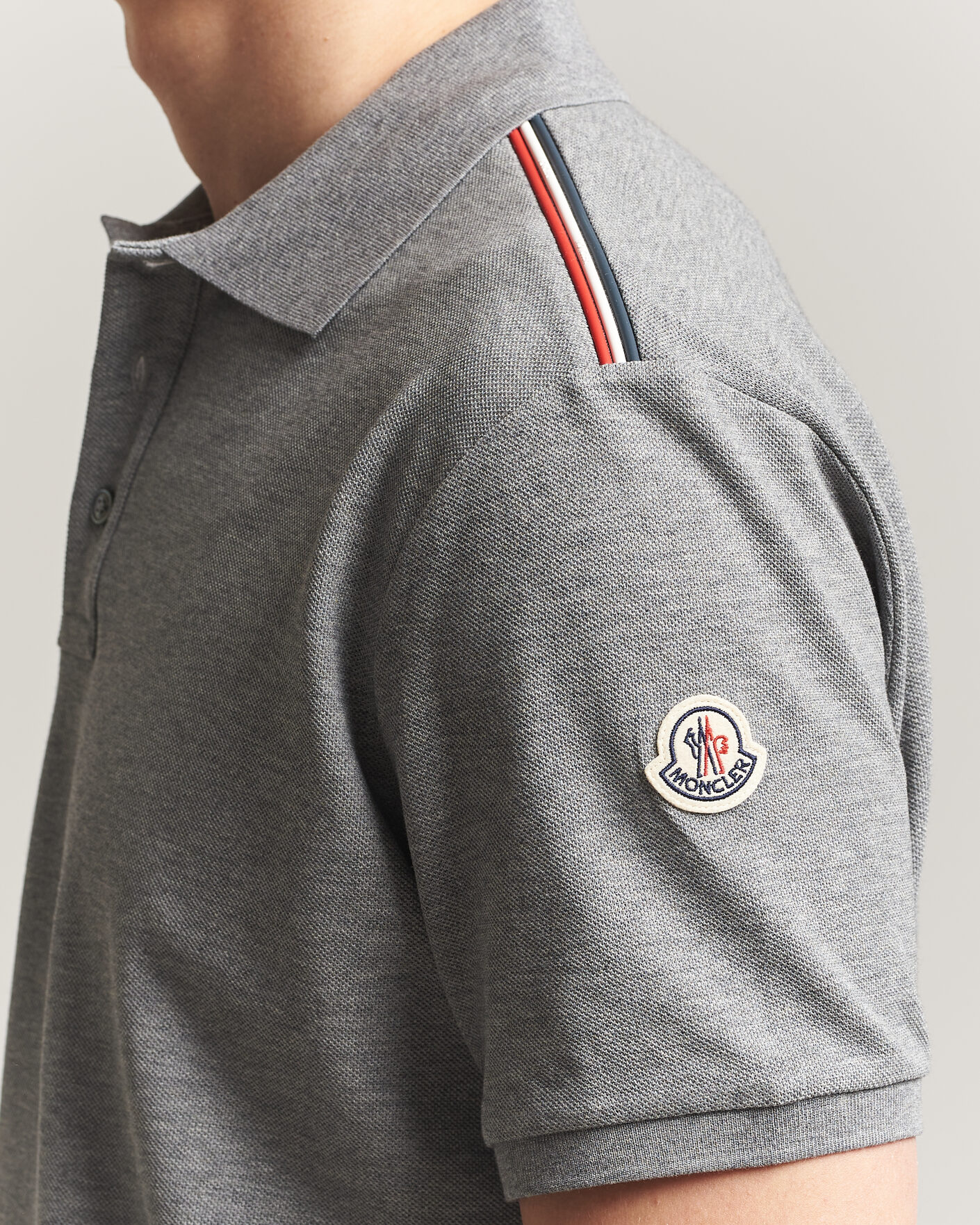 Herren | Poloshirts | Moncler | Tricolore Shoulder Polo Light Grey