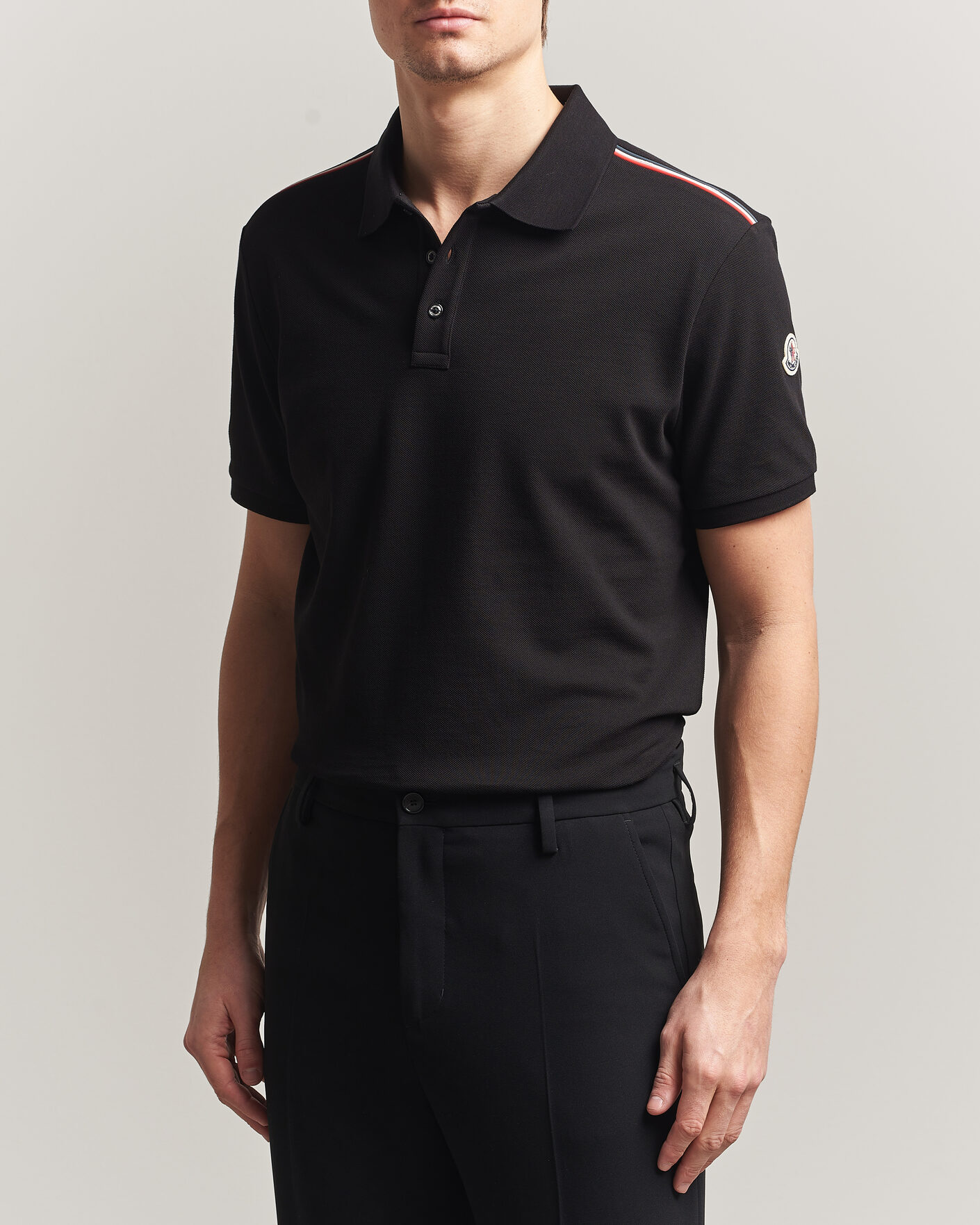 Herren | Poloshirts | Moncler | Tricolore Shoulder Polo Black
