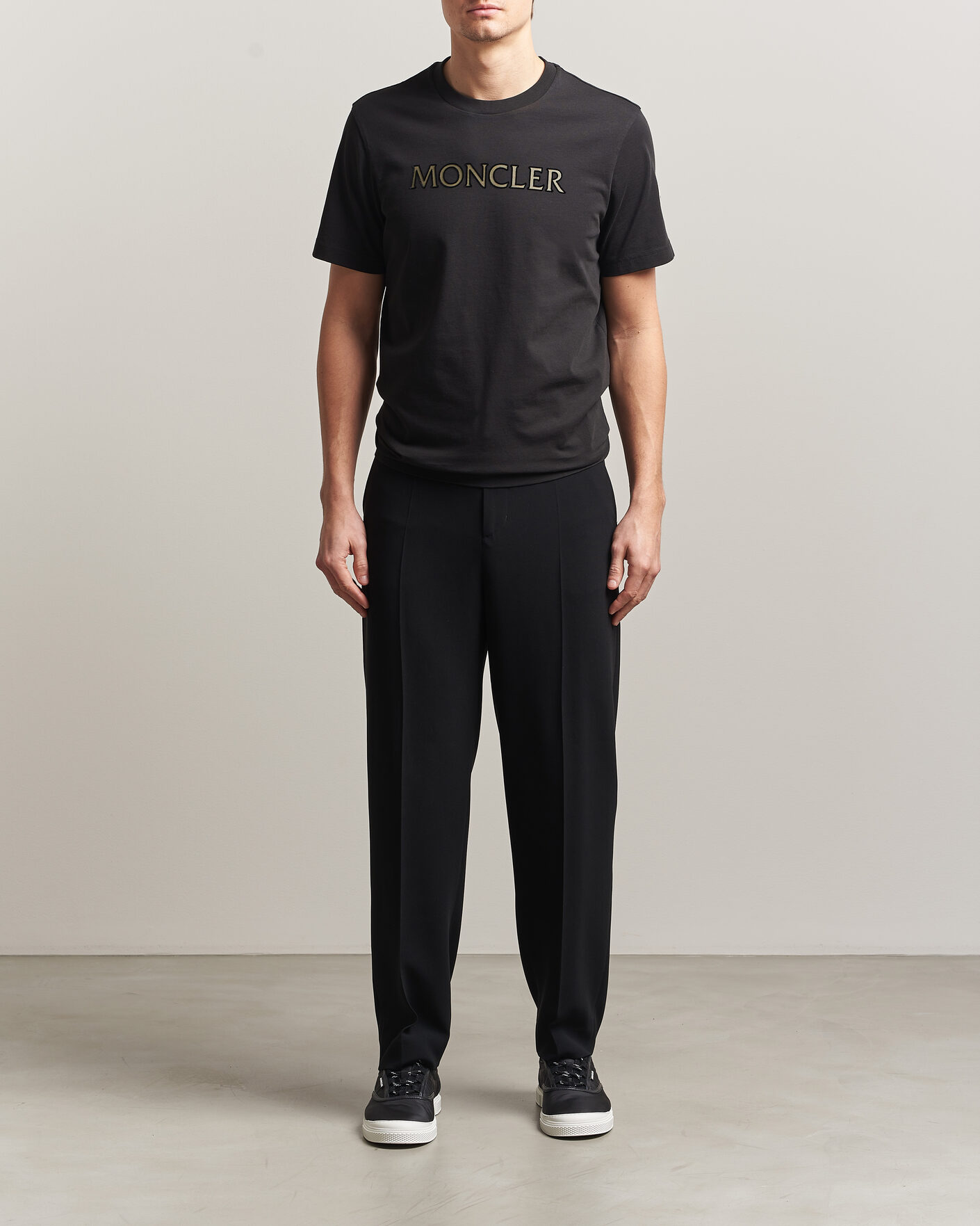 Herren | T-Shirts | Moncler | Flock Print Logo T-Shirt Black