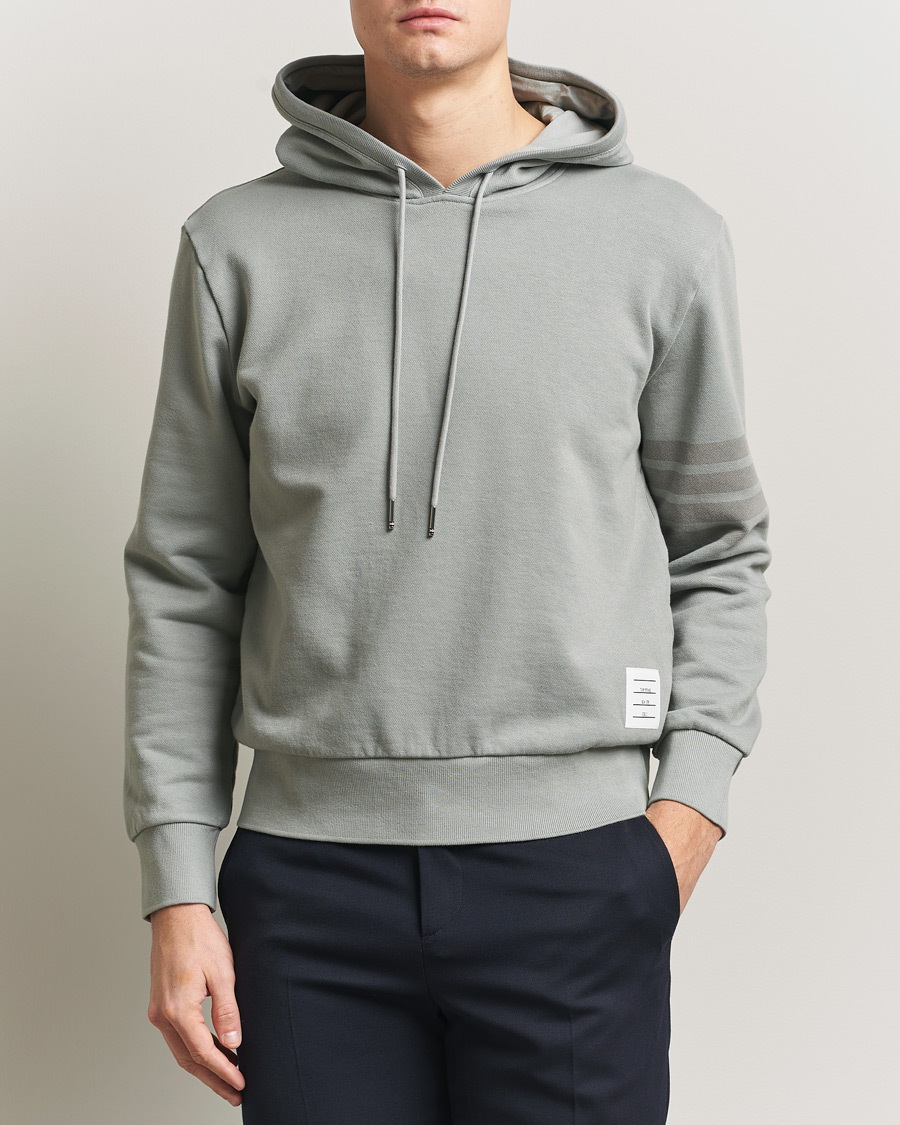 Herren | Pullover | Thom Browne | Overdyed 4-Bar Hoodie Light Grey