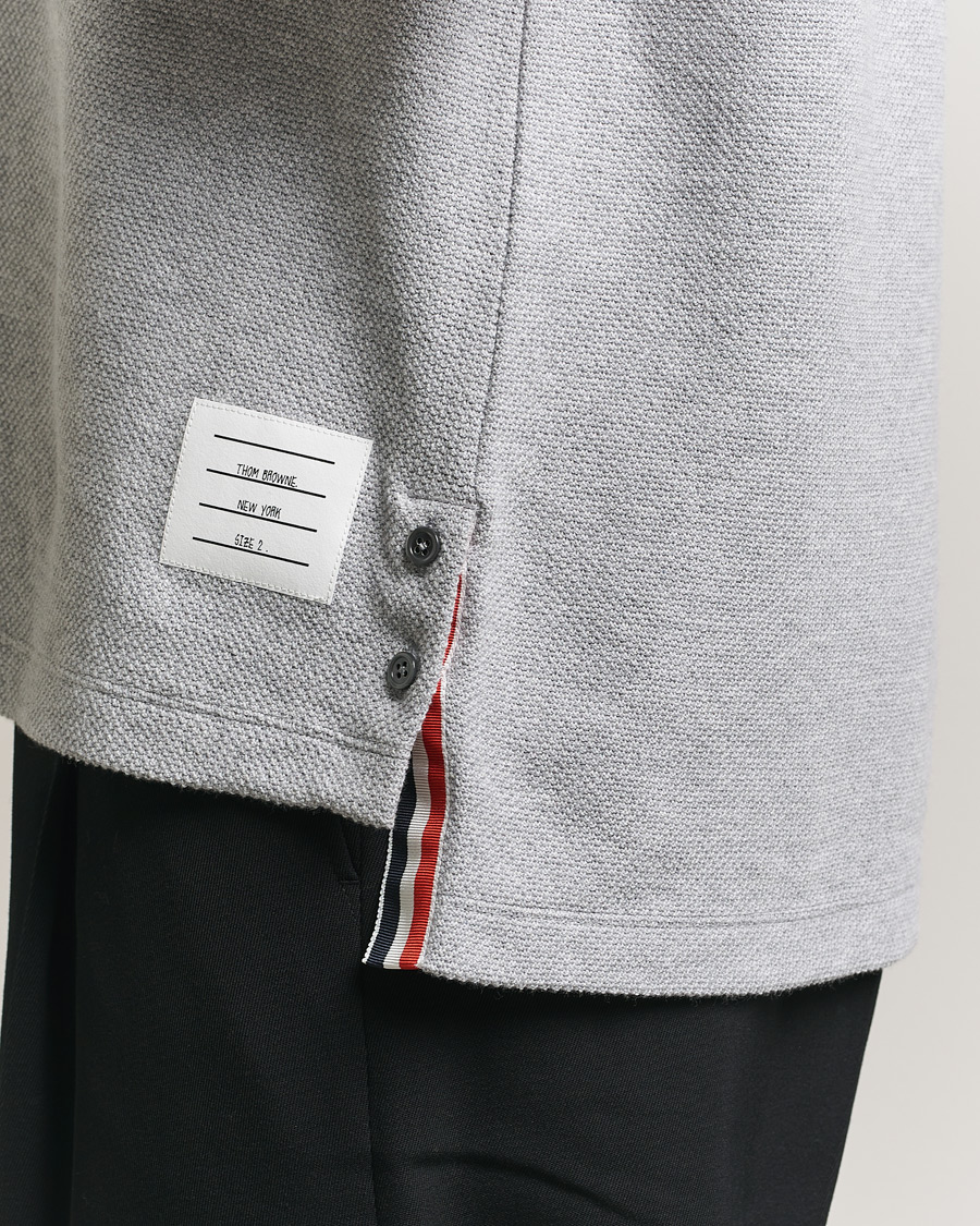 Herren | T-Shirts | Thom Browne | Textured Pique 4 Bar T-Shirt Pale Grey