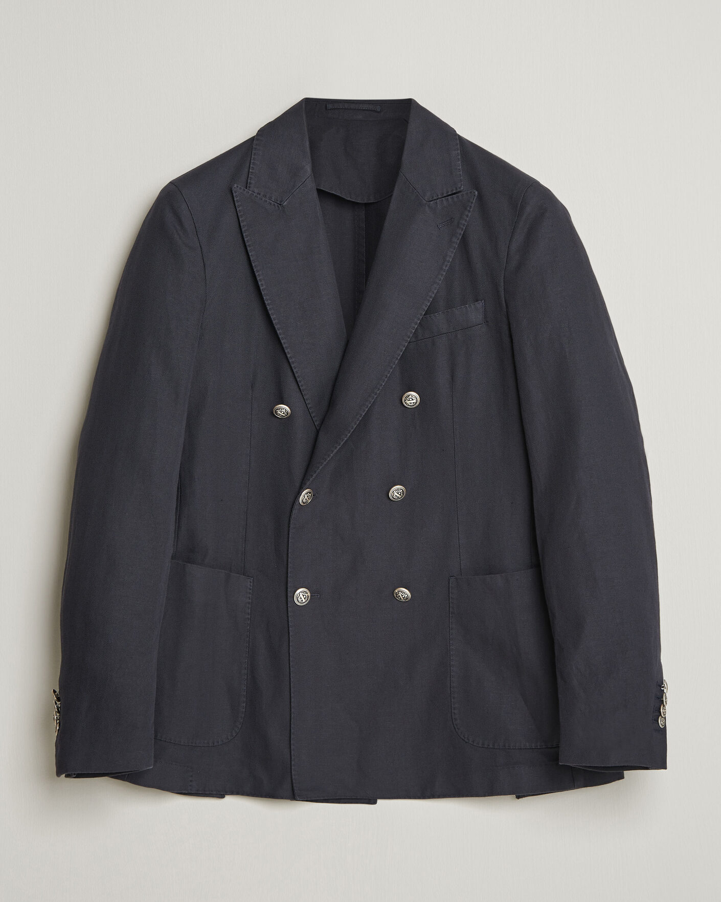 Herren | Sakkos | Morris | Cotton Herringbone Double Breasted Blazer Blue