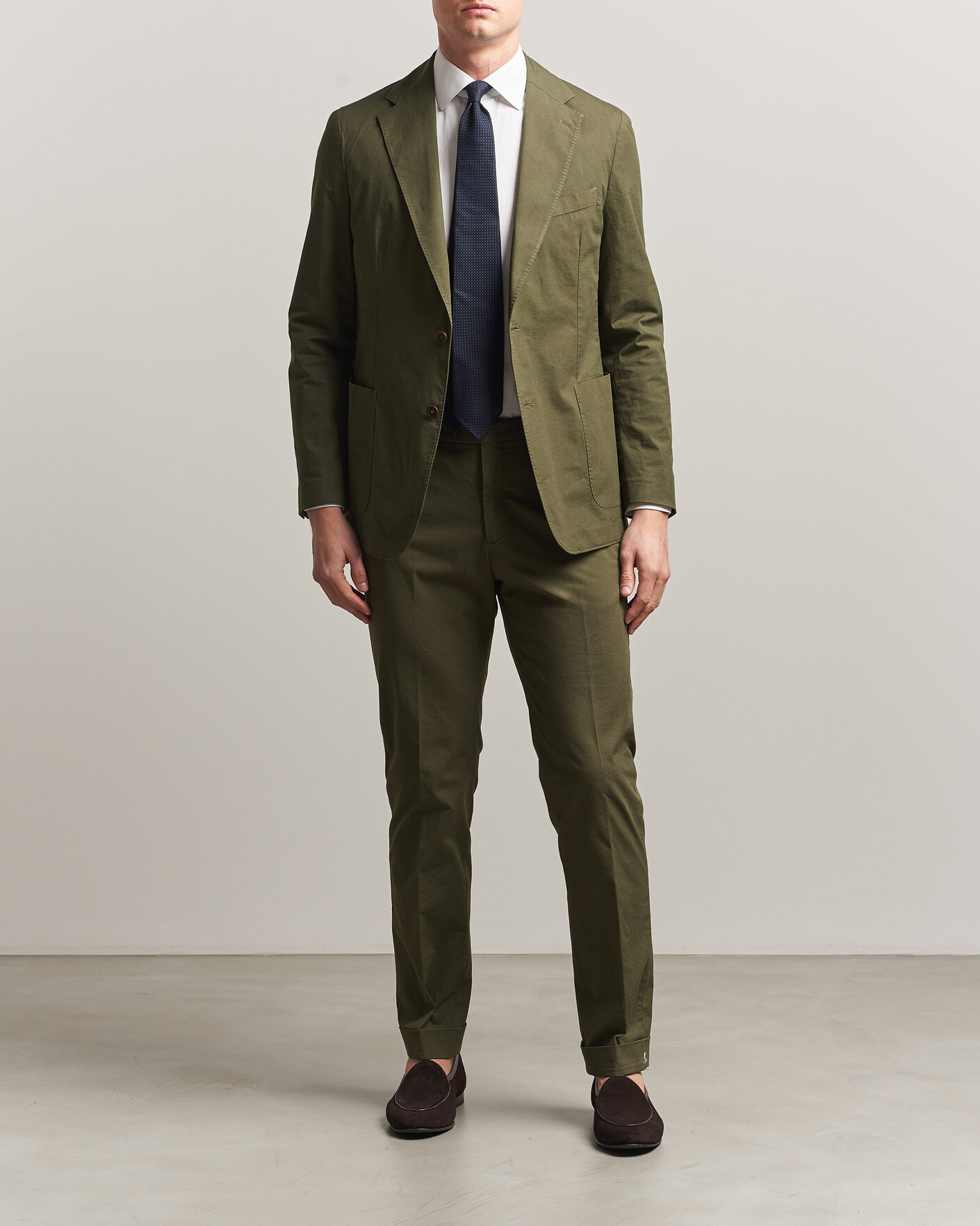 Herren | Sakkos | Morris | Washed Cotton Suit Blazer Olive