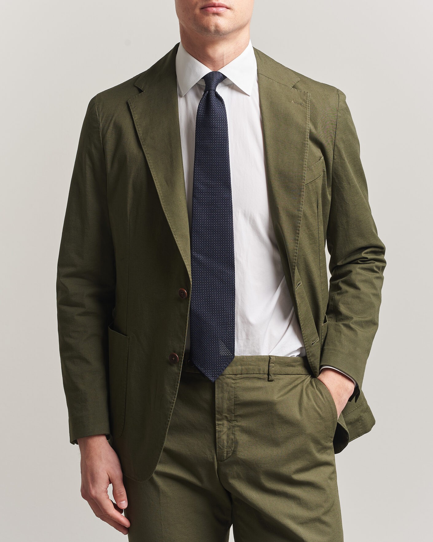 Herren | Sakkos | Morris | Washed Cotton Suit Blazer Olive