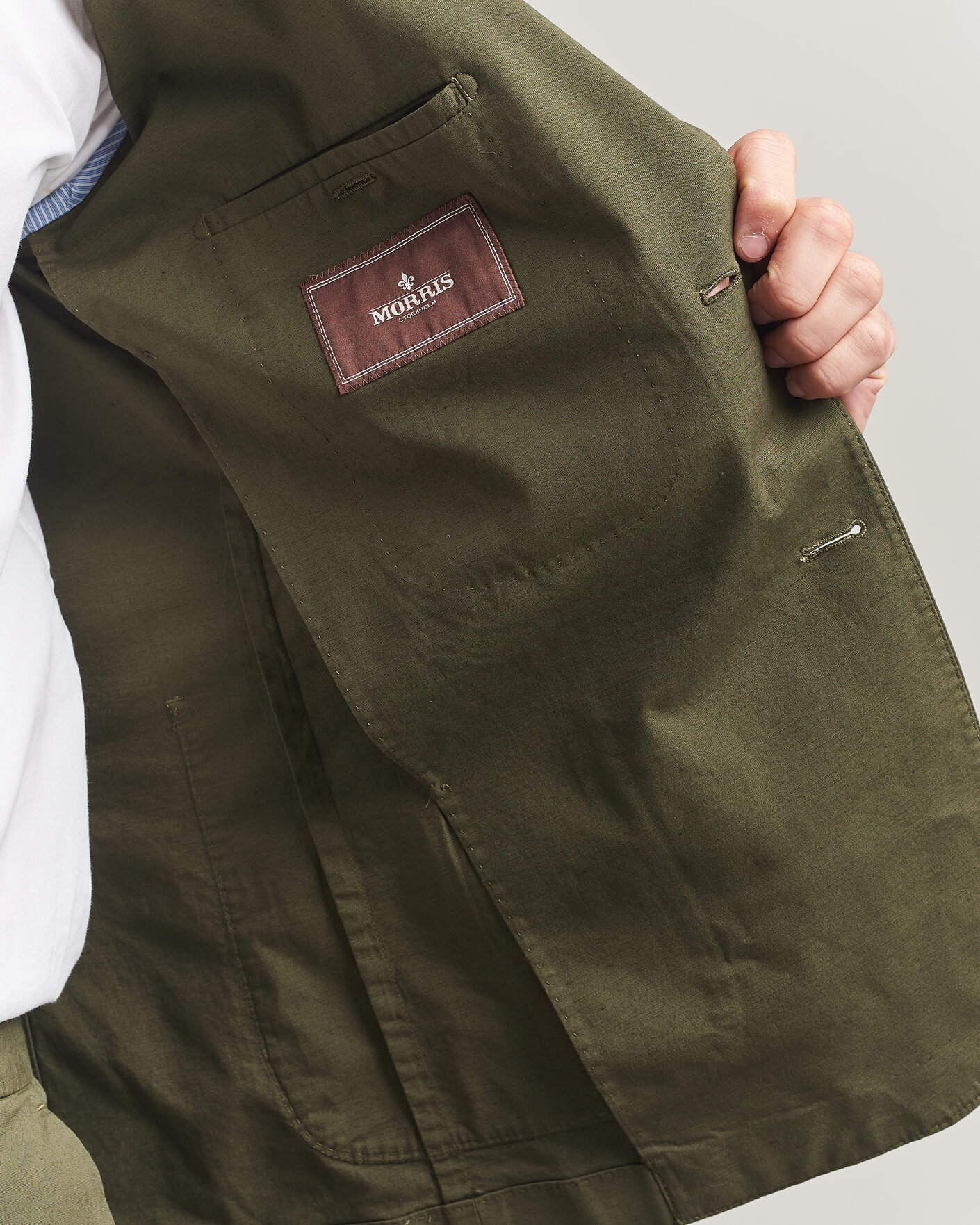 Herren | Sakkos | Morris | Washed Cotton Suit Blazer Olive