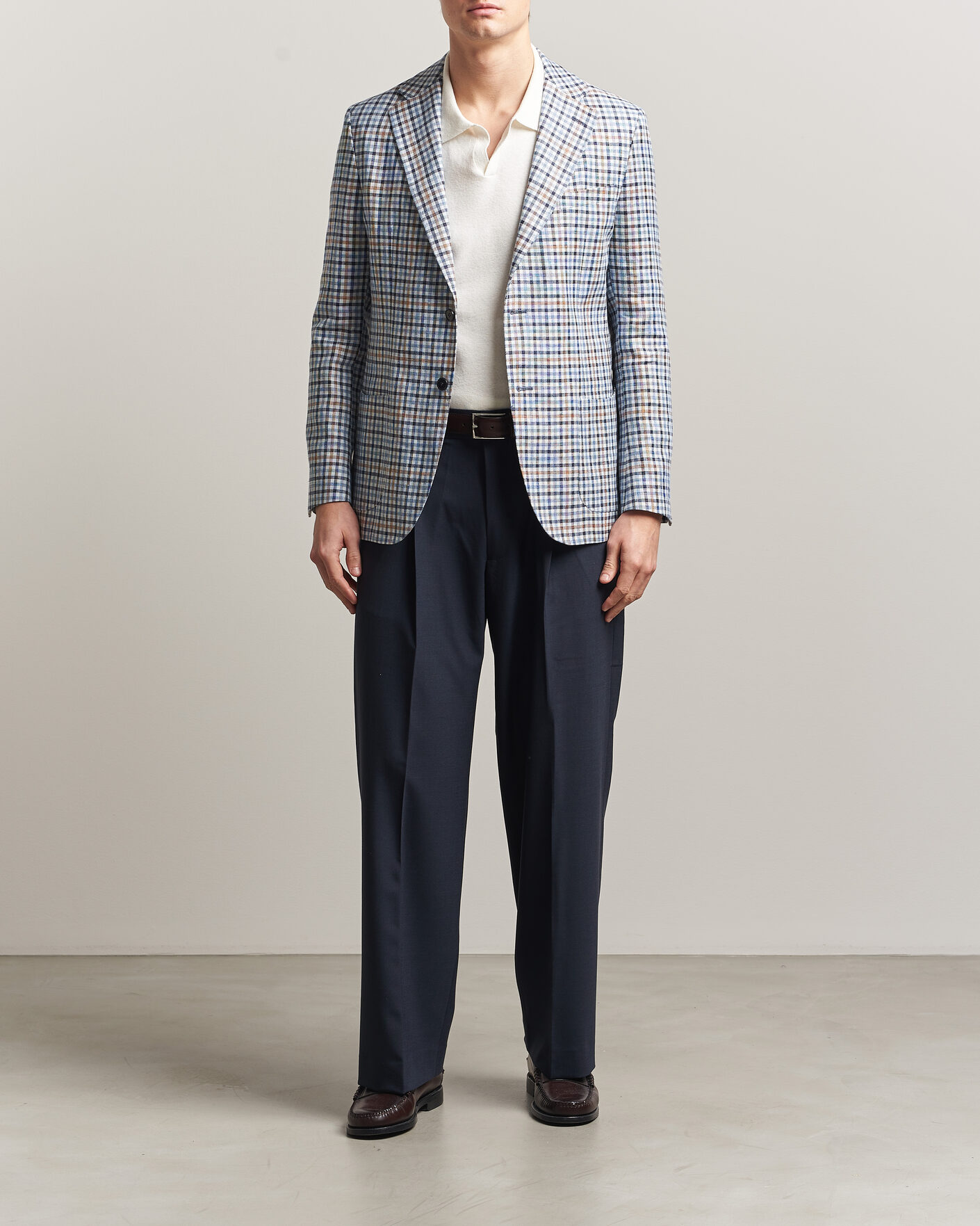 Herren | Sakkos | Morris | Linen Cotton Checked Blazer Blue