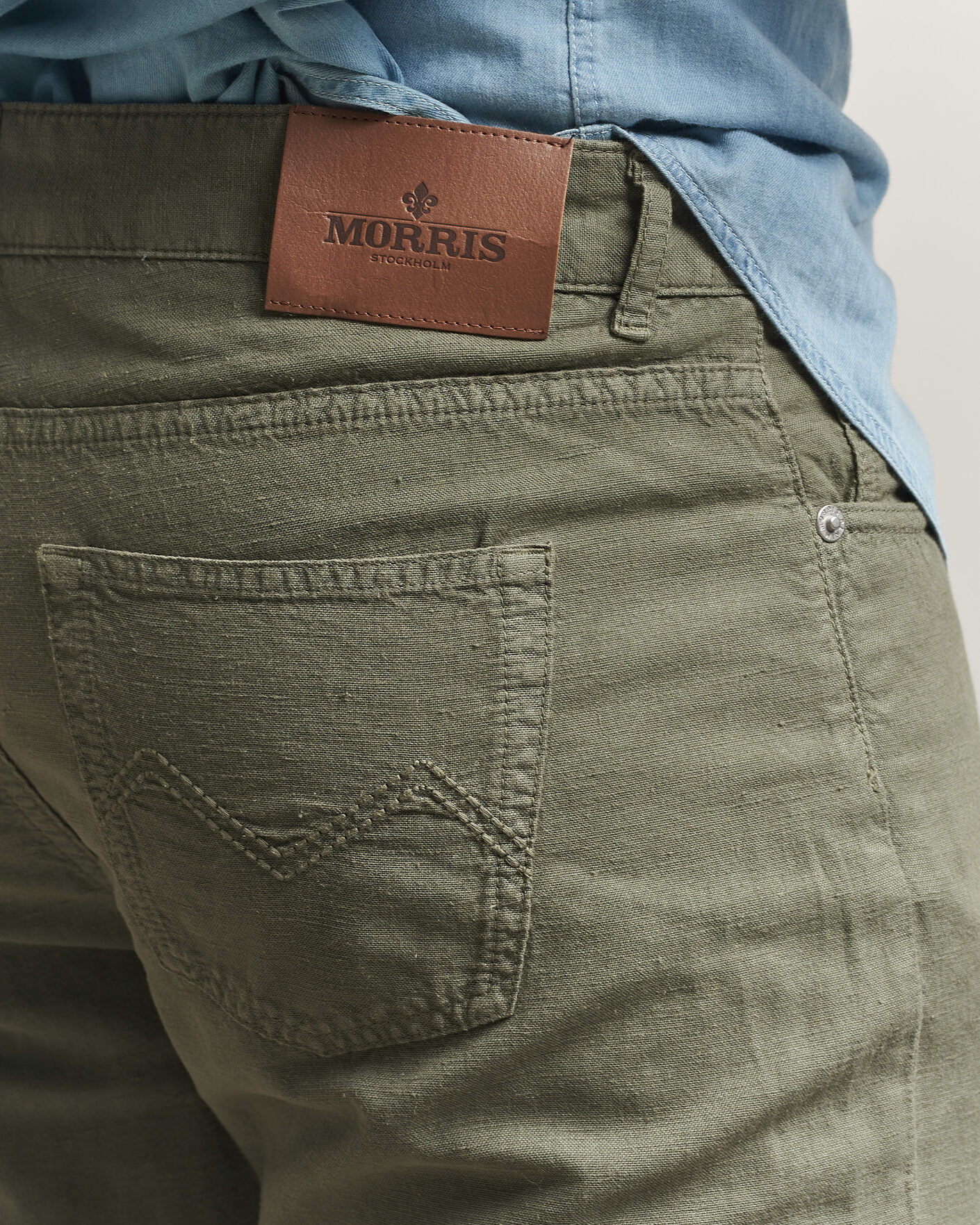 Herren | Hosen | Morris | James Washed Linen 5-Pocket Pants Olive