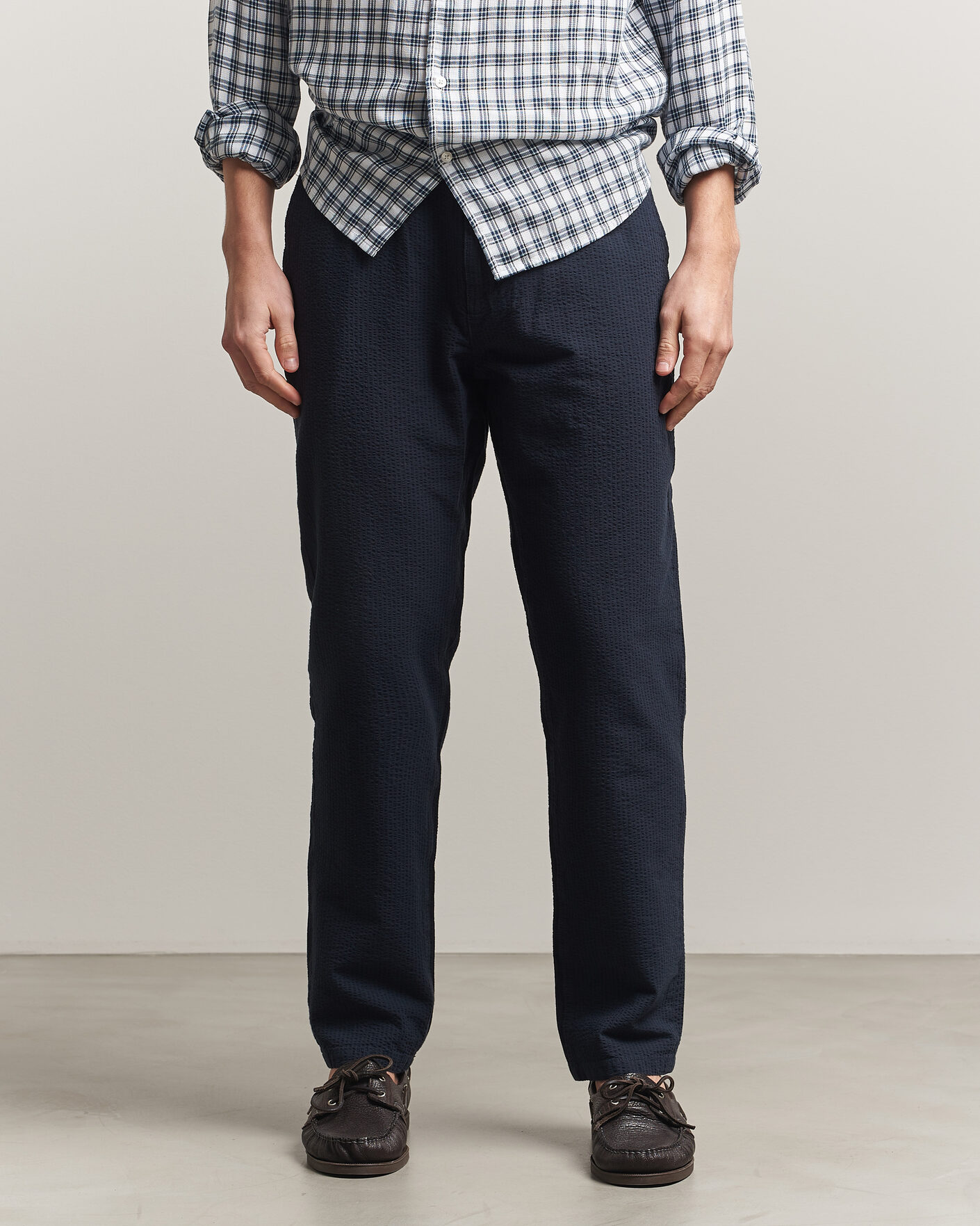 Herren | Hosen | Morris | Fenix Seersucker Trousers Dark Blue