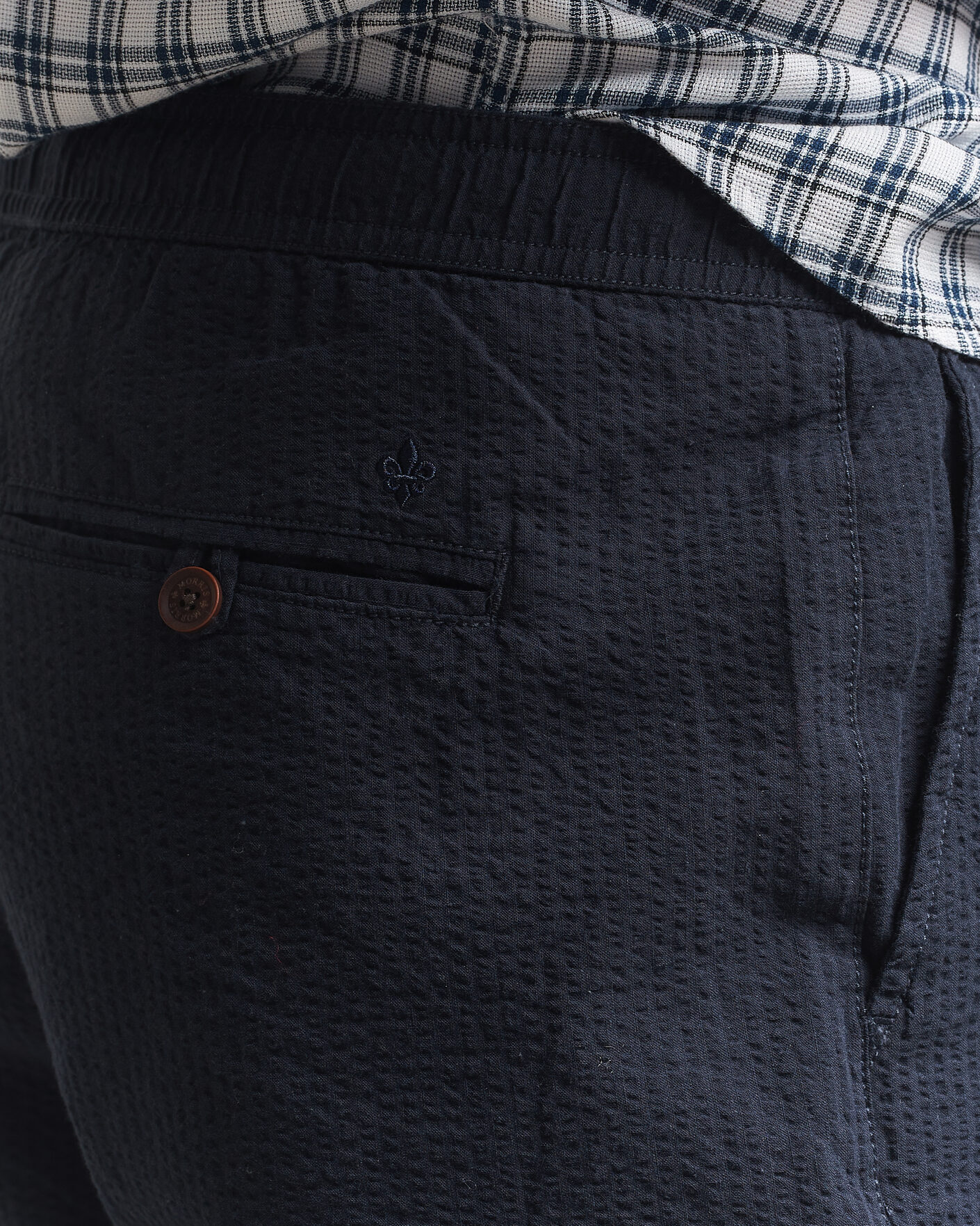 Herren | Hosen | Morris | Fenix Seersucker Trousers Dark Blue