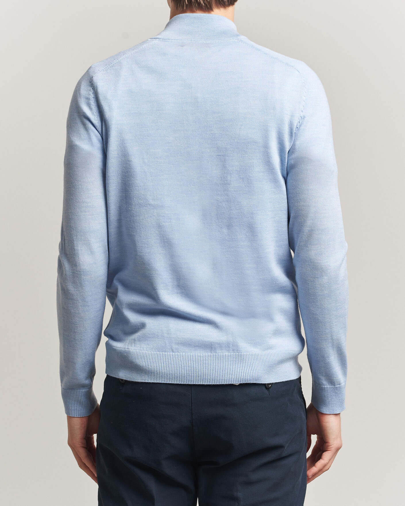 Herren | Pullover | Morris | John Merino Half-Zip Light Blue