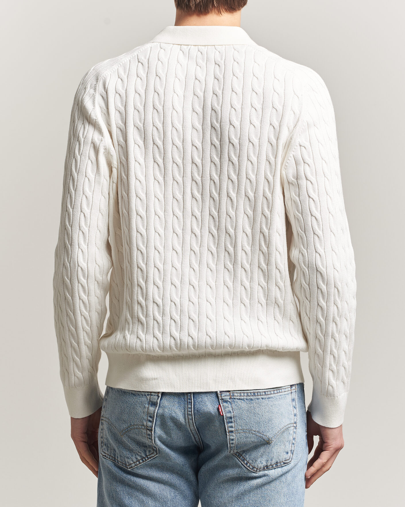 Herren | Pullover | Morris | Lancaster Cable Polo Off White