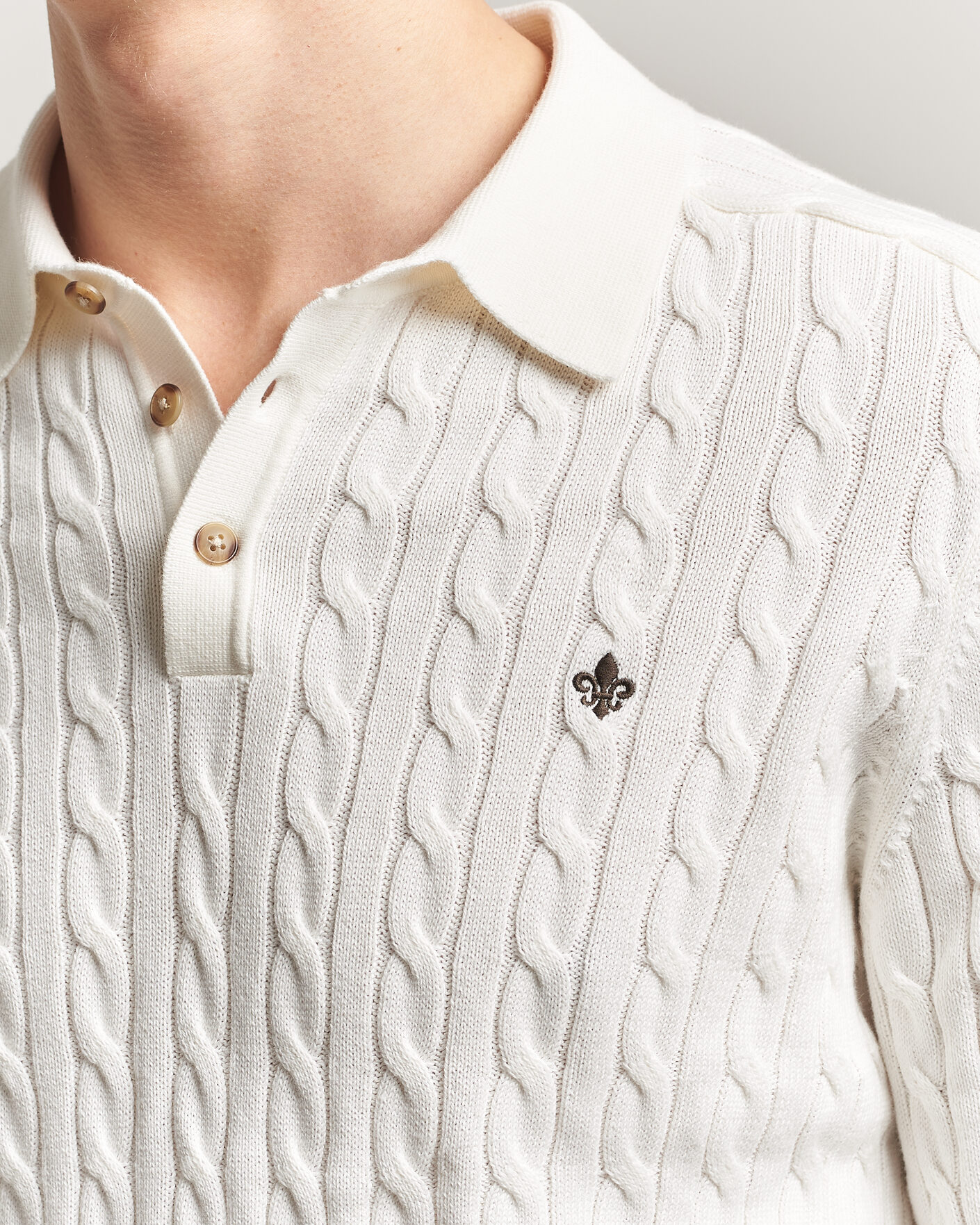 Herren | Pullover | Morris | Lancaster Cable Polo Off White