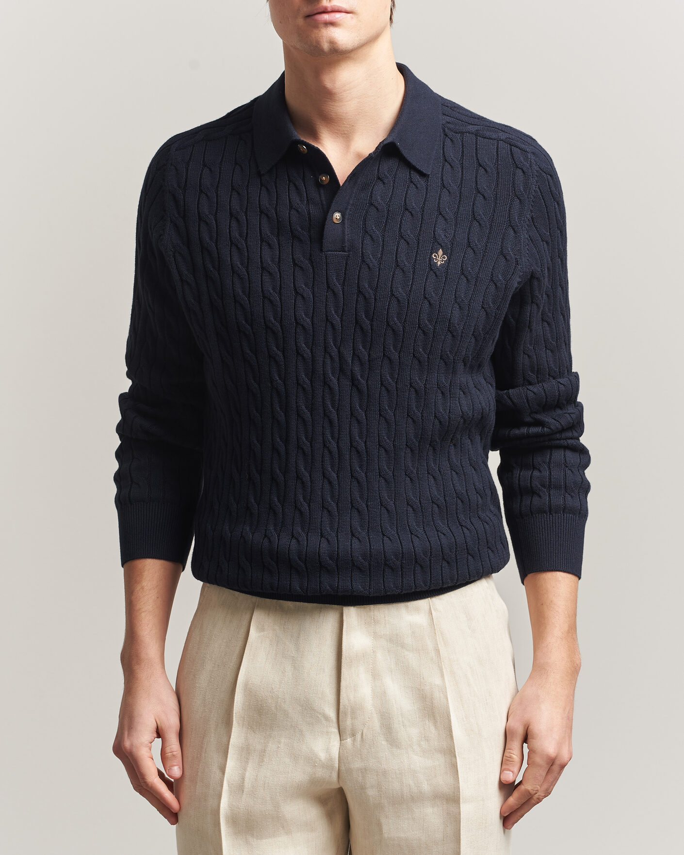Herren | Pullover | Morris | Lancaster Cable Polo Navy