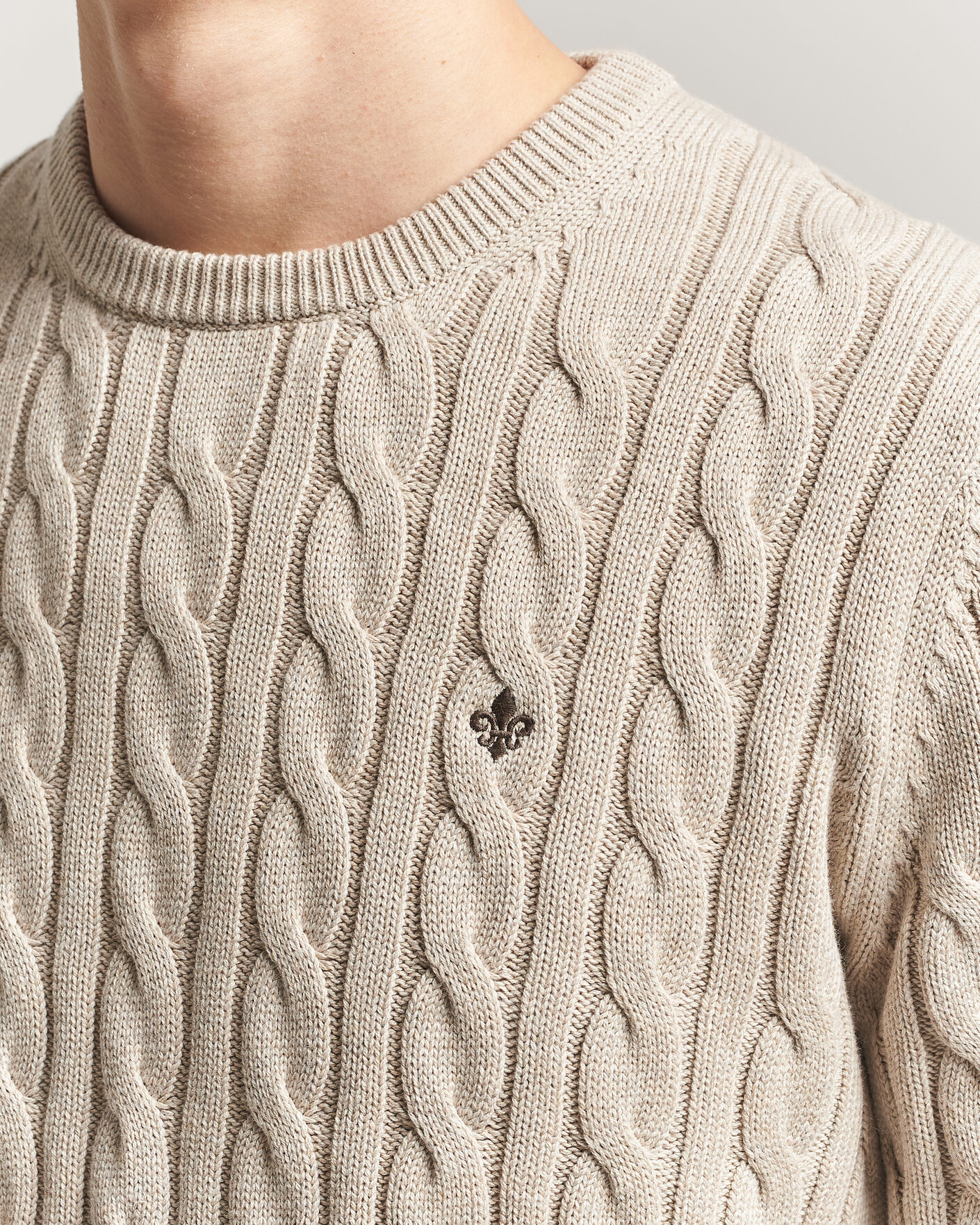 Herren | Pullover | Morris | Ethan Cable Oneck Khaki
