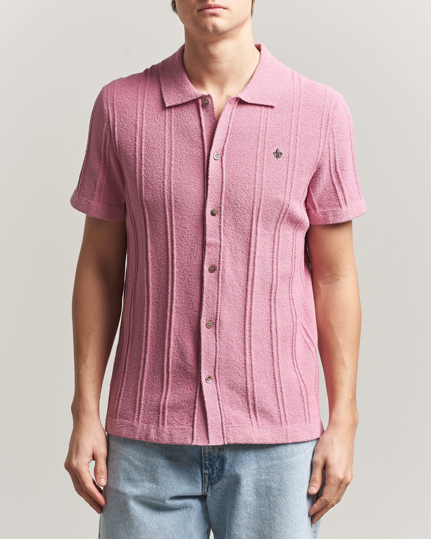 Herren | Hemden | Morris | Clayton Knitted Short Sleeve Shirt Pink