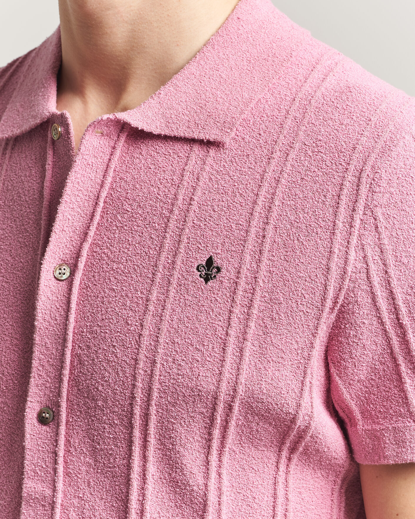 Herren | Hemden | Morris | Clayton Knitted Short Sleeve Shirt Pink