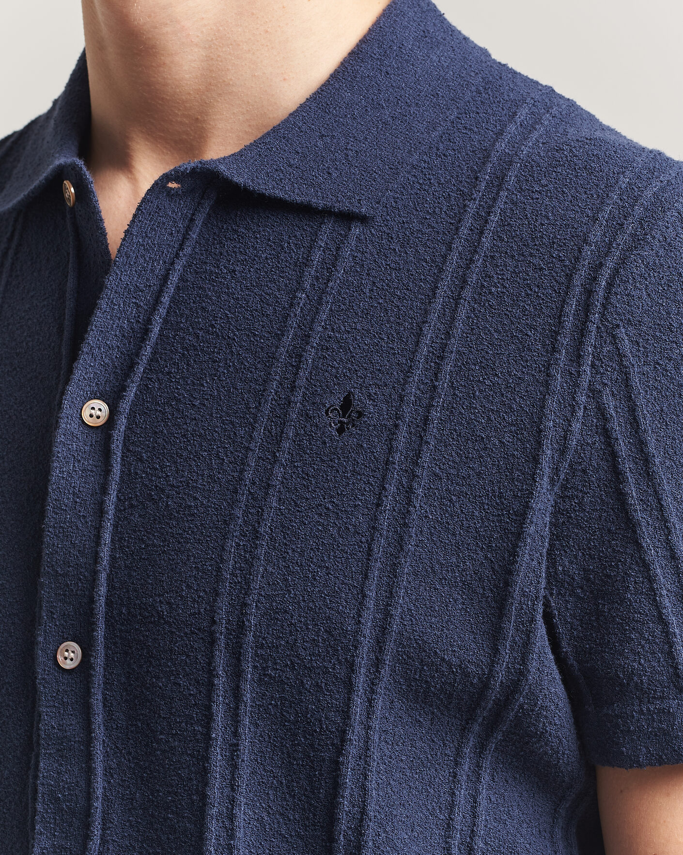 Herren | Hemden | Morris | Clayton Knitted Short Sleeve Shirt Dark Blue