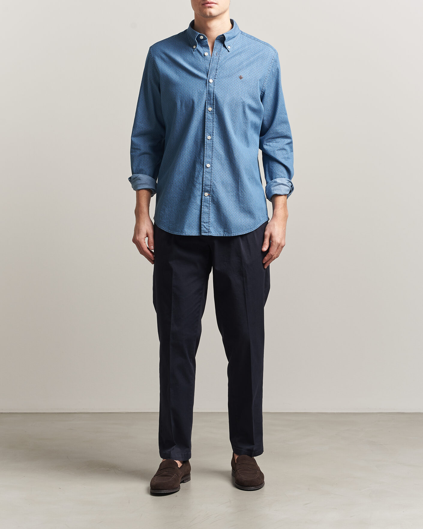 Herren | Hemden | Morris | Denim Printed Shirt Blue