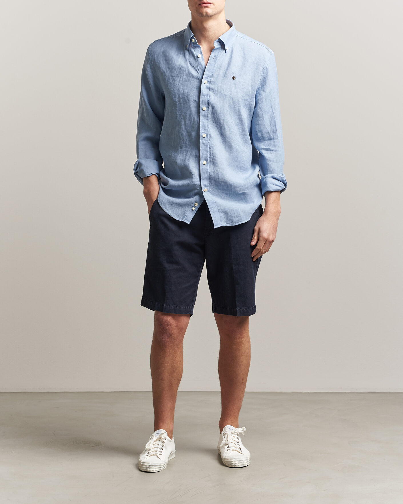 Herren | Hemden | Morris | Douglas Button Down Linen Shirt Light Blue