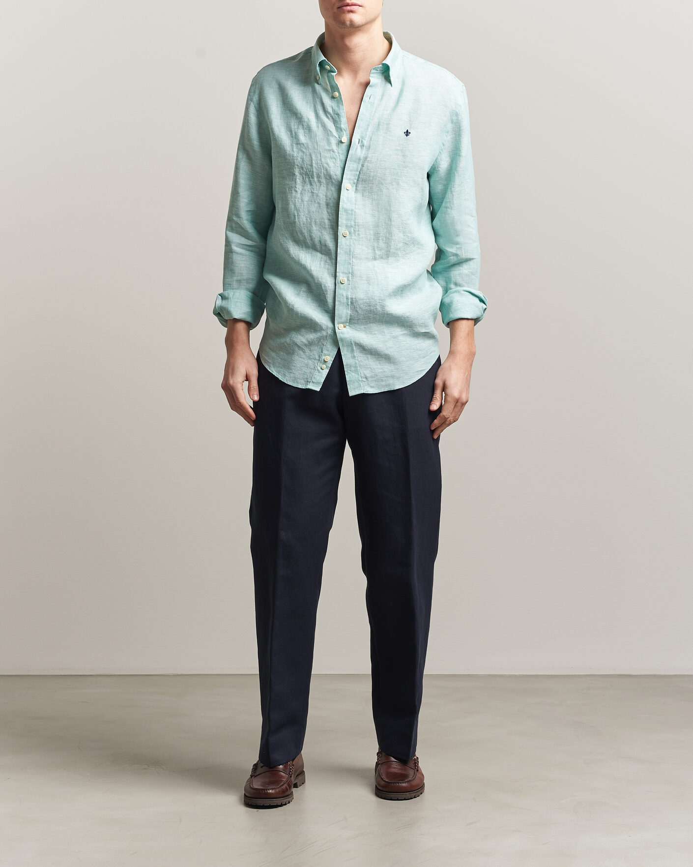 Herren | Hemden | Morris | Douglas Button Down Linen Shirt Green