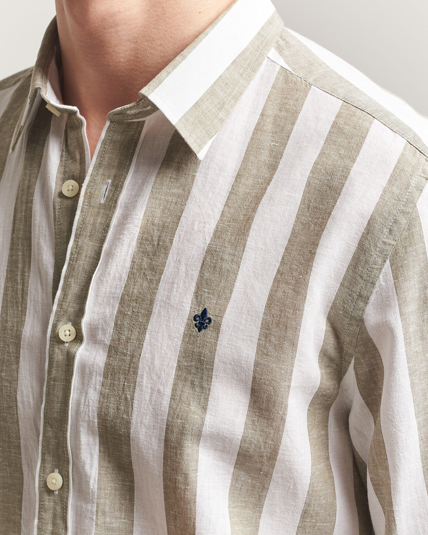 Herren | Hemden | Morris | Douglas Linen Striped Shirt Green/White