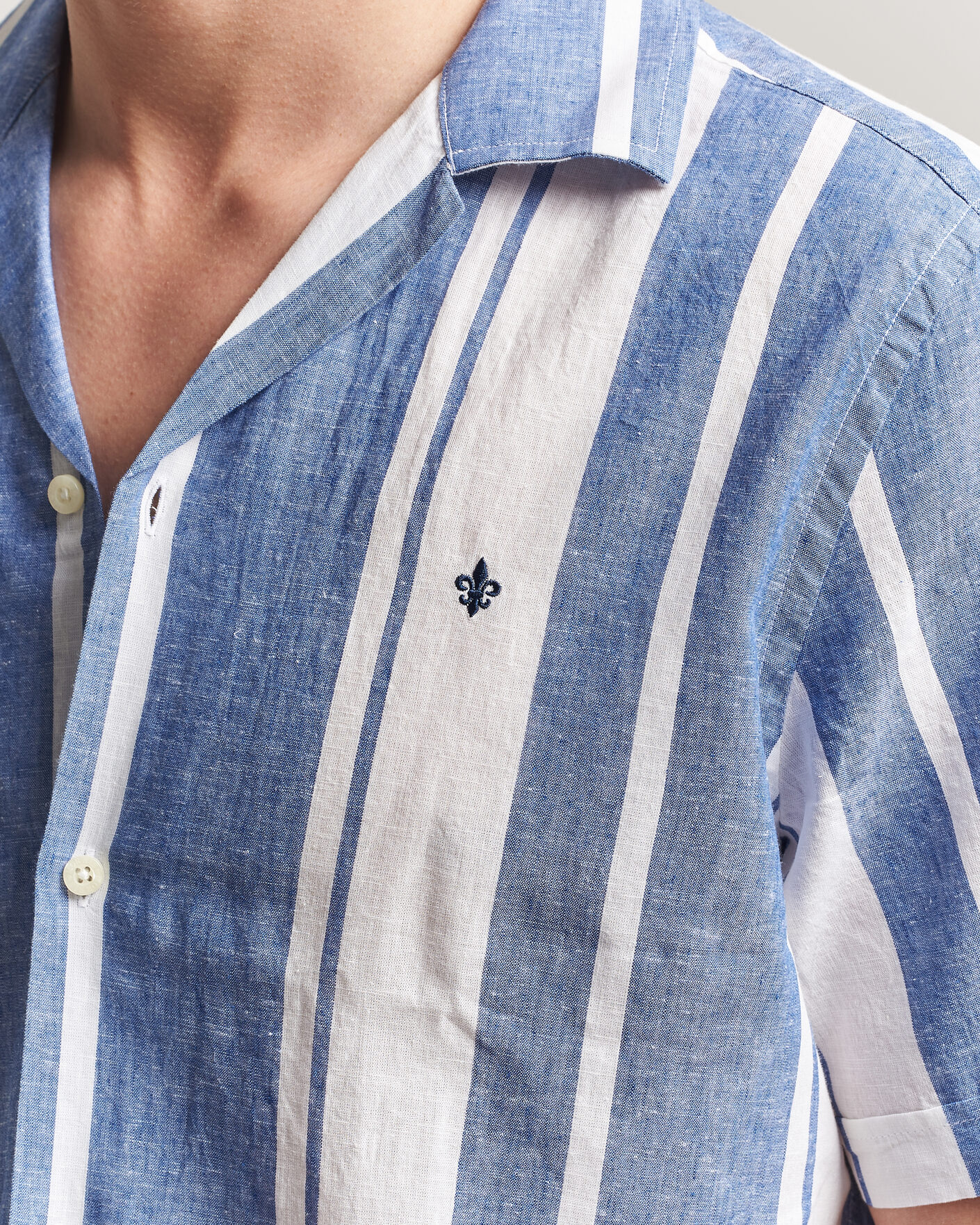 Herren | Hemden | Morris | Resort Short Sleeve Linen Shirt Blue