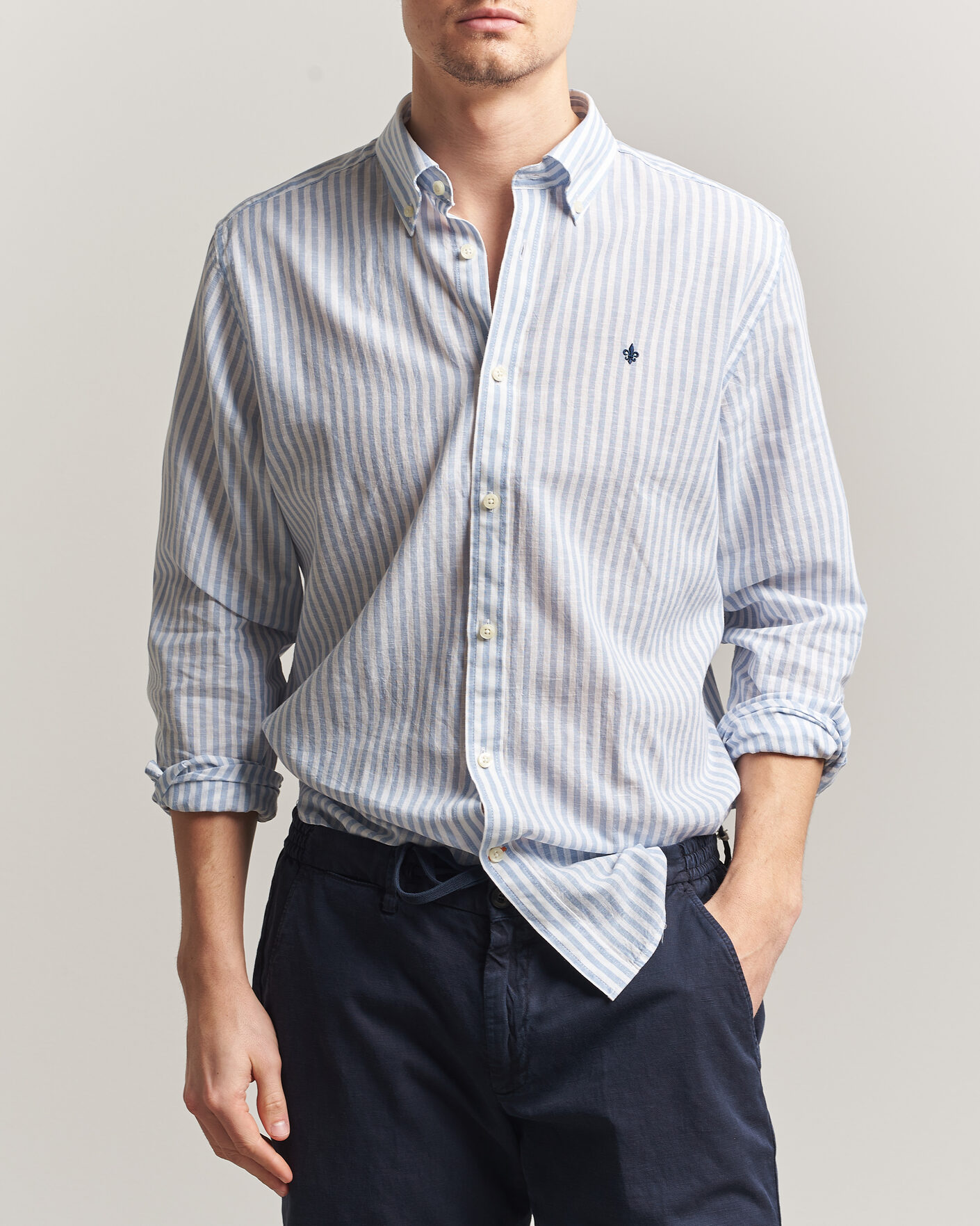 Herren | Hemden | Morris | Douglas Striped Linen Shirt Blue/White