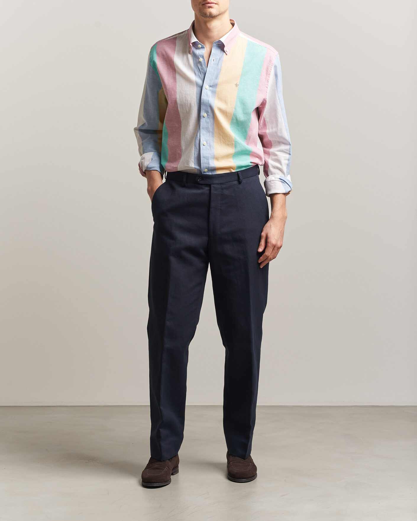 Herren | Hemden | Morris | Happy Striped Linen Shirt Multi