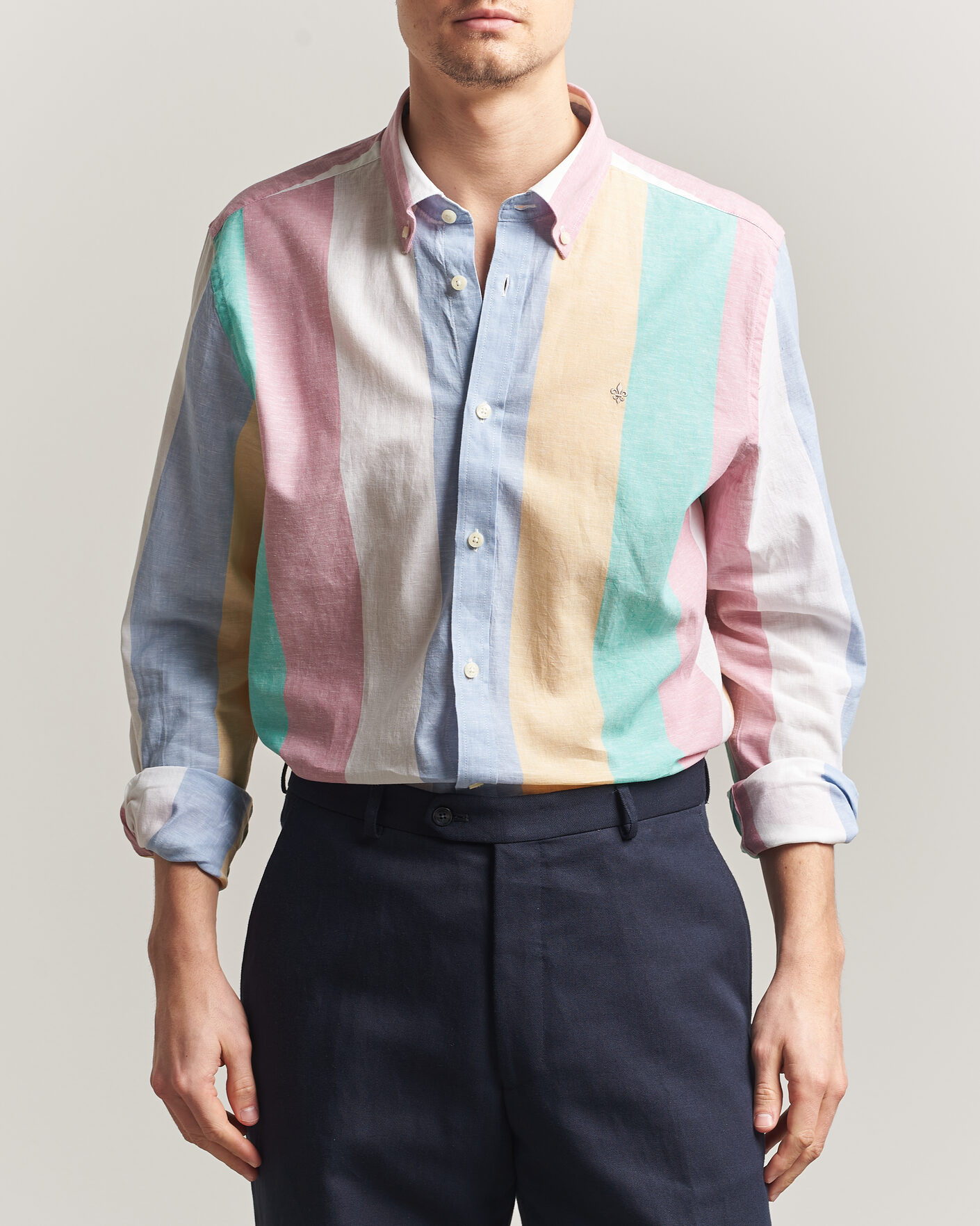 Herren | Hemden | Morris | Happy Striped Linen Shirt Multi