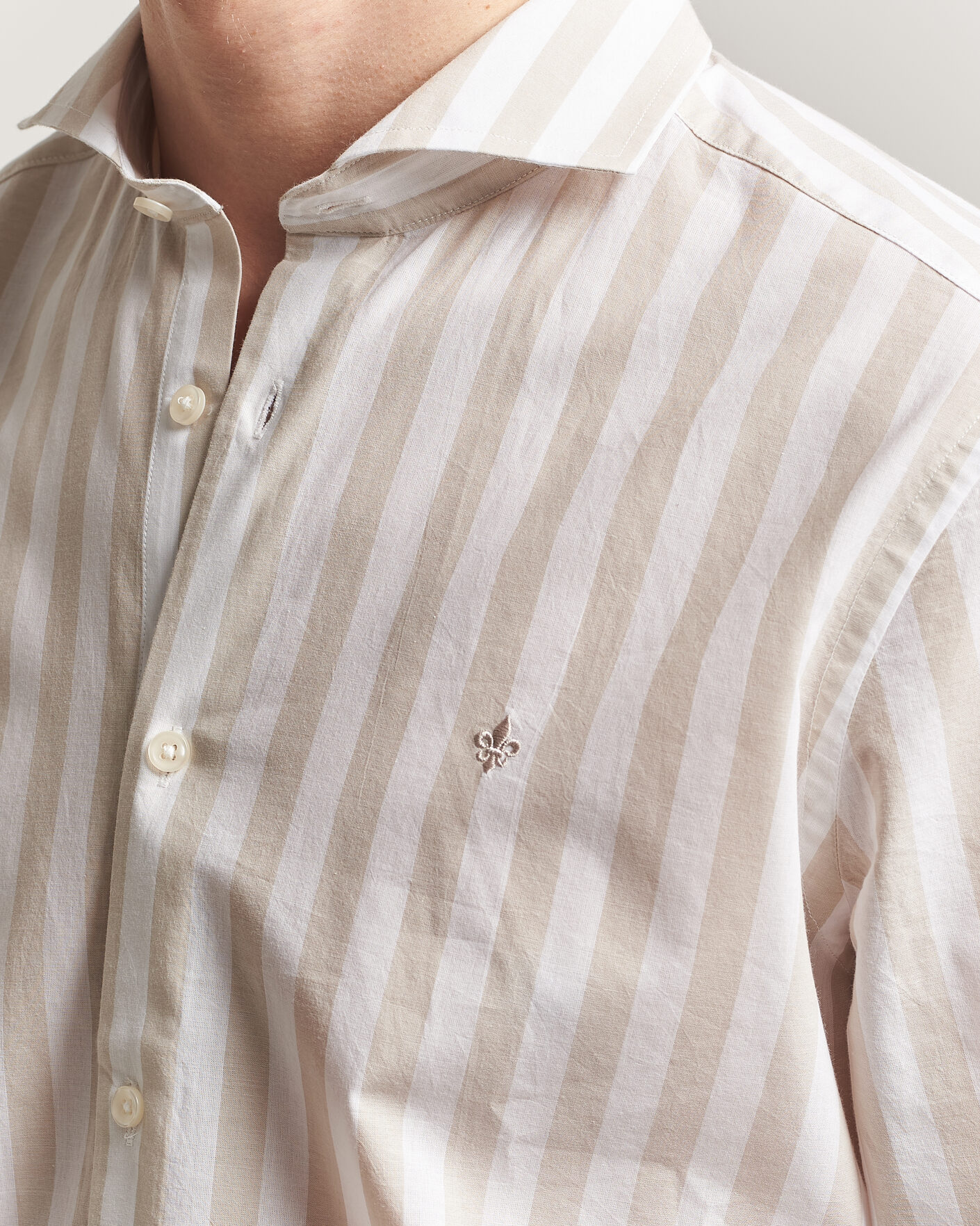 Herren | Hemden | Morris | Summer Striped Lighweight Shirt Khaki/White