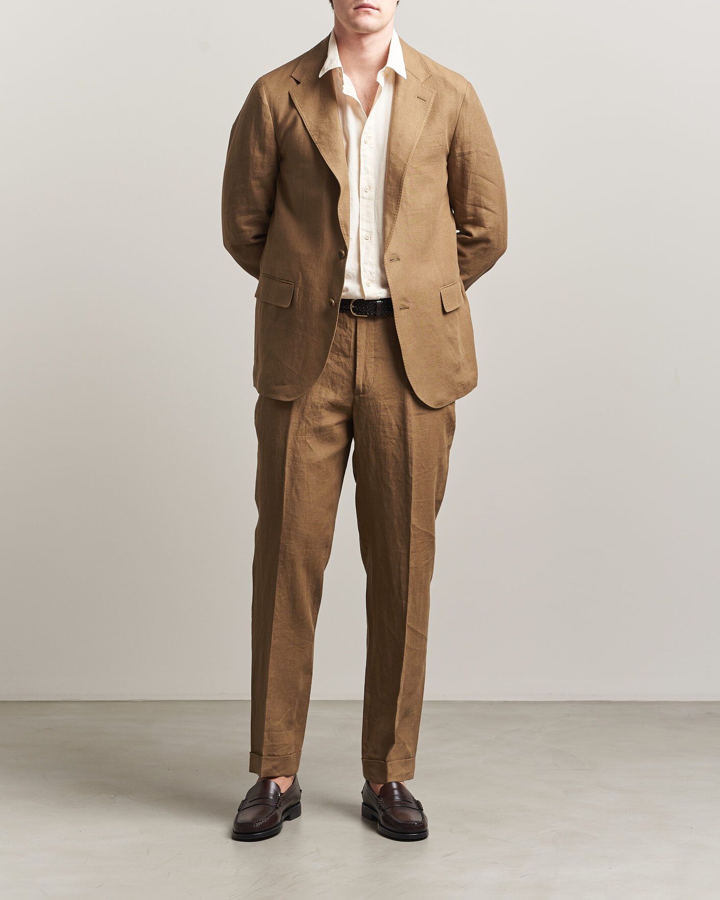 Herren | Hosen | Polo Ralph Lauren | Linen Pleated Trousers Light Sable