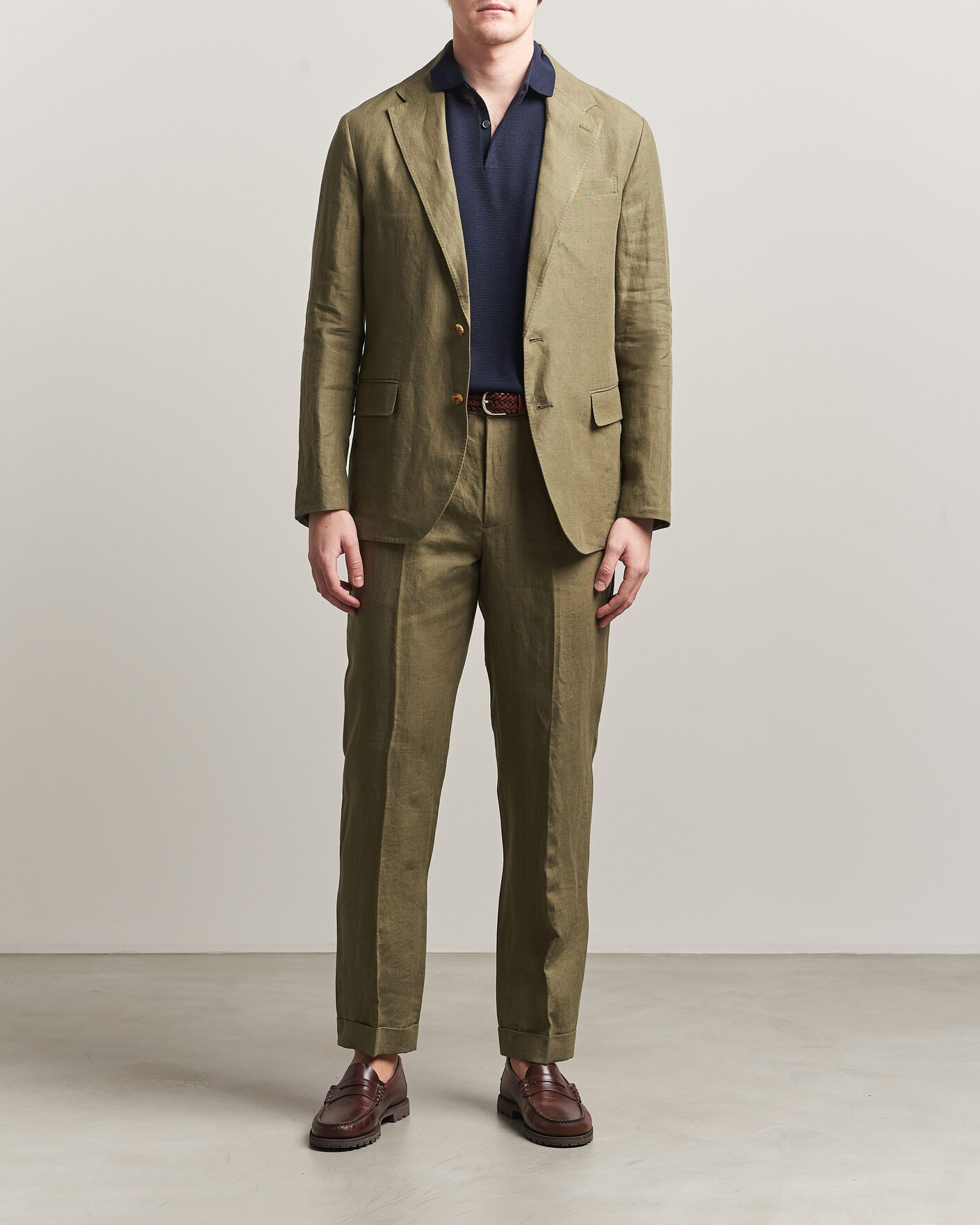 Herren | Hosen | Polo Ralph Lauren | Linen Pleated Trousers Basic Olive
