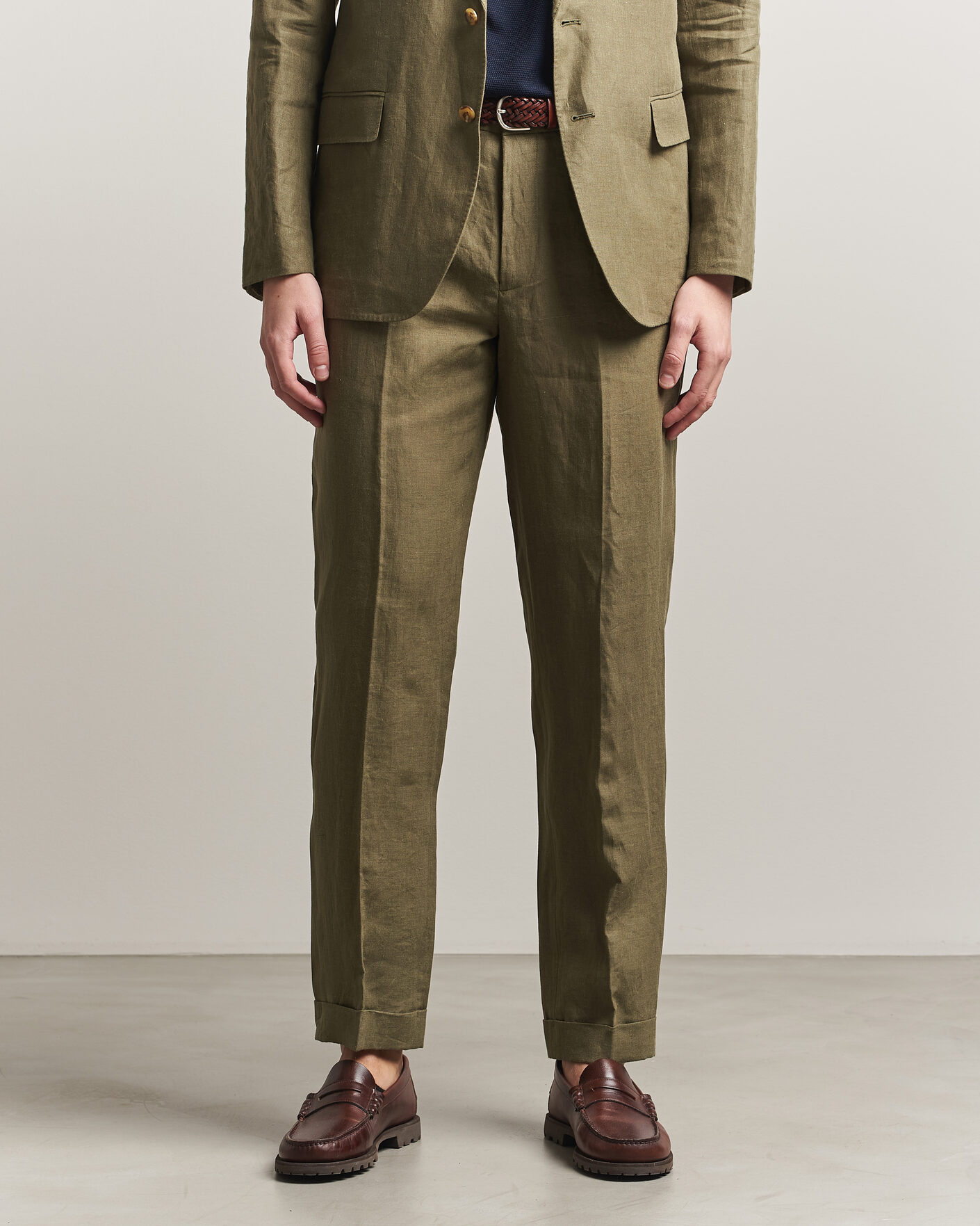 Herren | Hosen | Polo Ralph Lauren | Linen Pleated Trousers Basic Olive