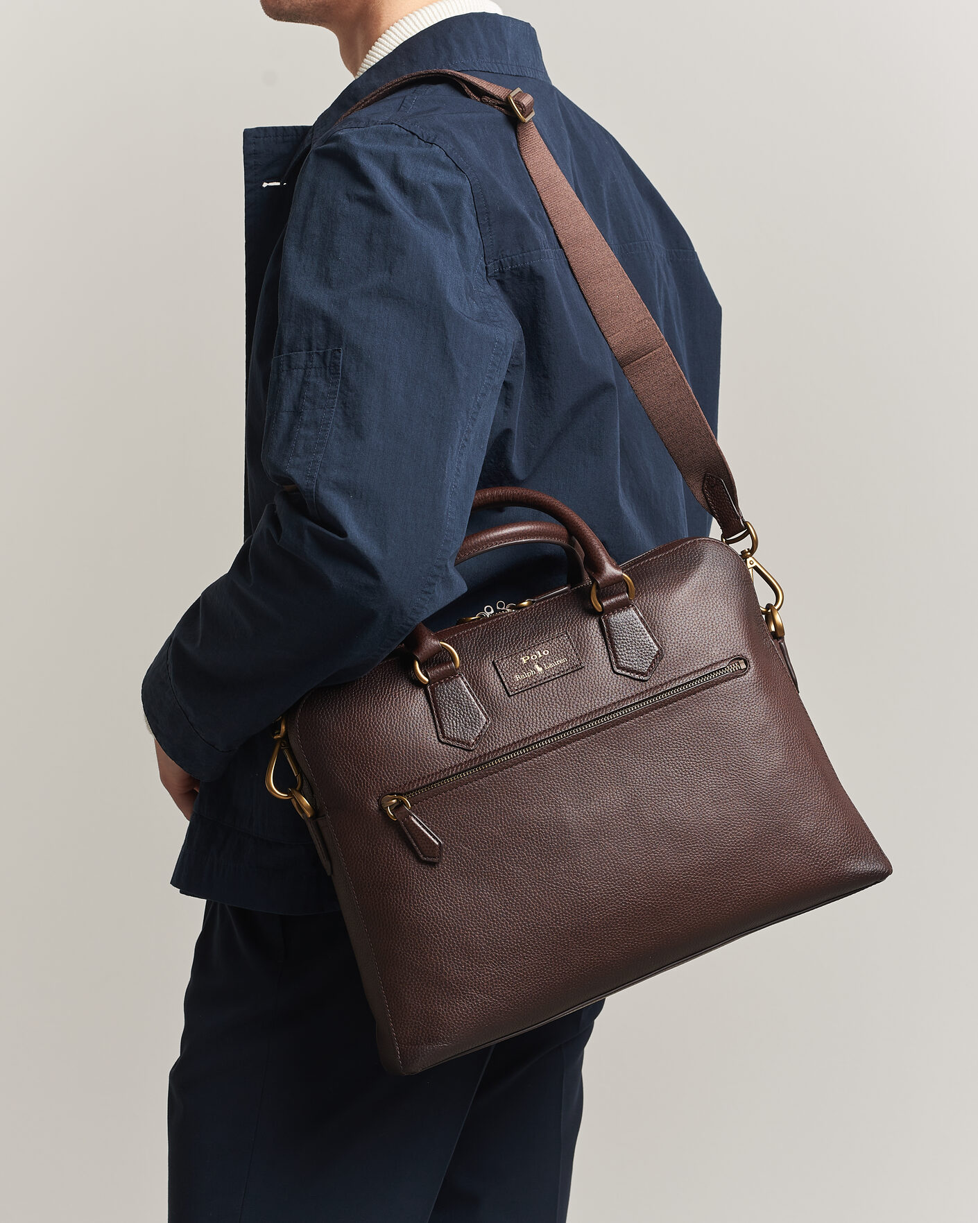 Herren | Taschen | Polo Ralph Lauren | Pebble Leather Briefcase Dark Brown