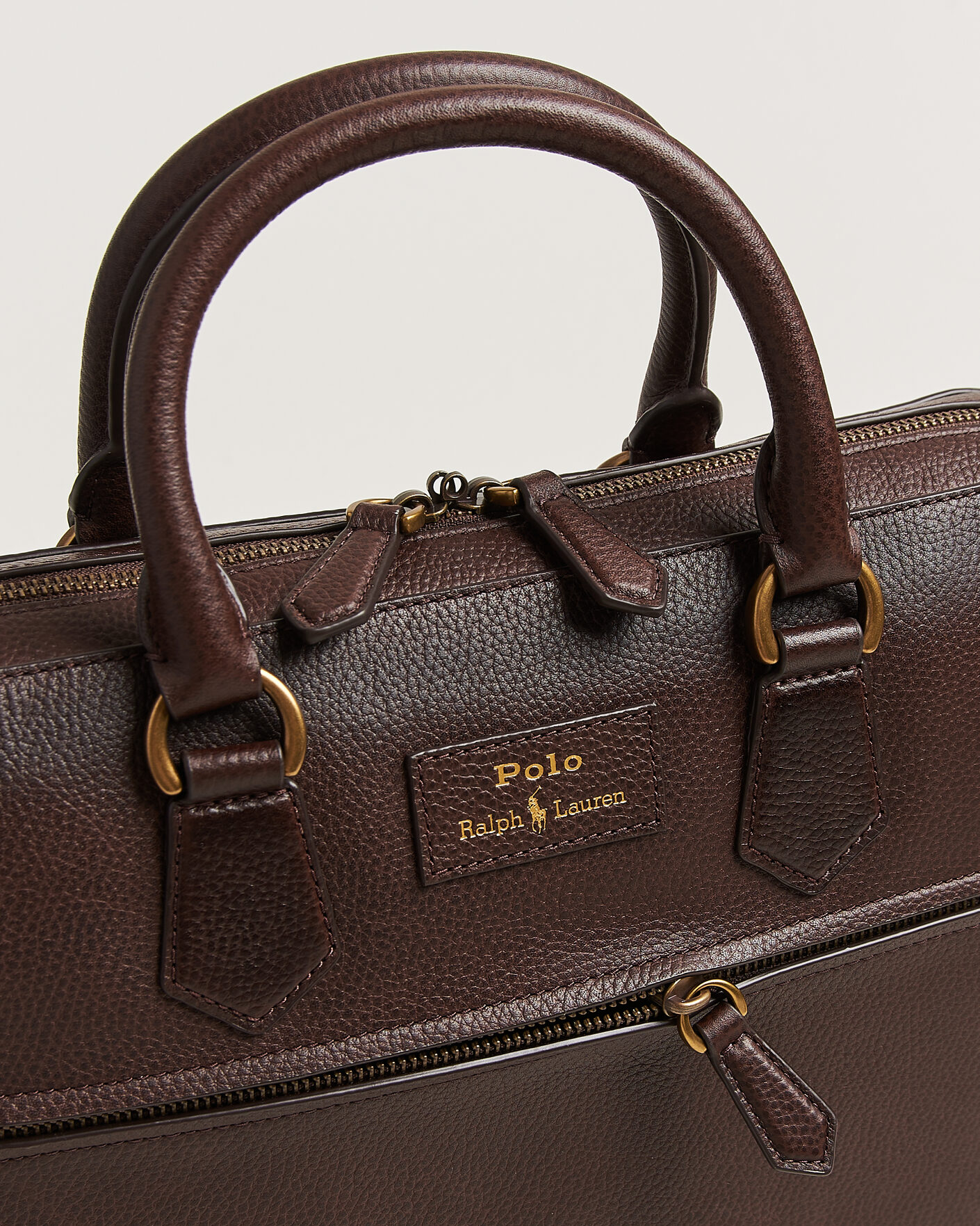 Herren | Taschen | Polo Ralph Lauren | Pebble Leather Briefcase Dark Brown