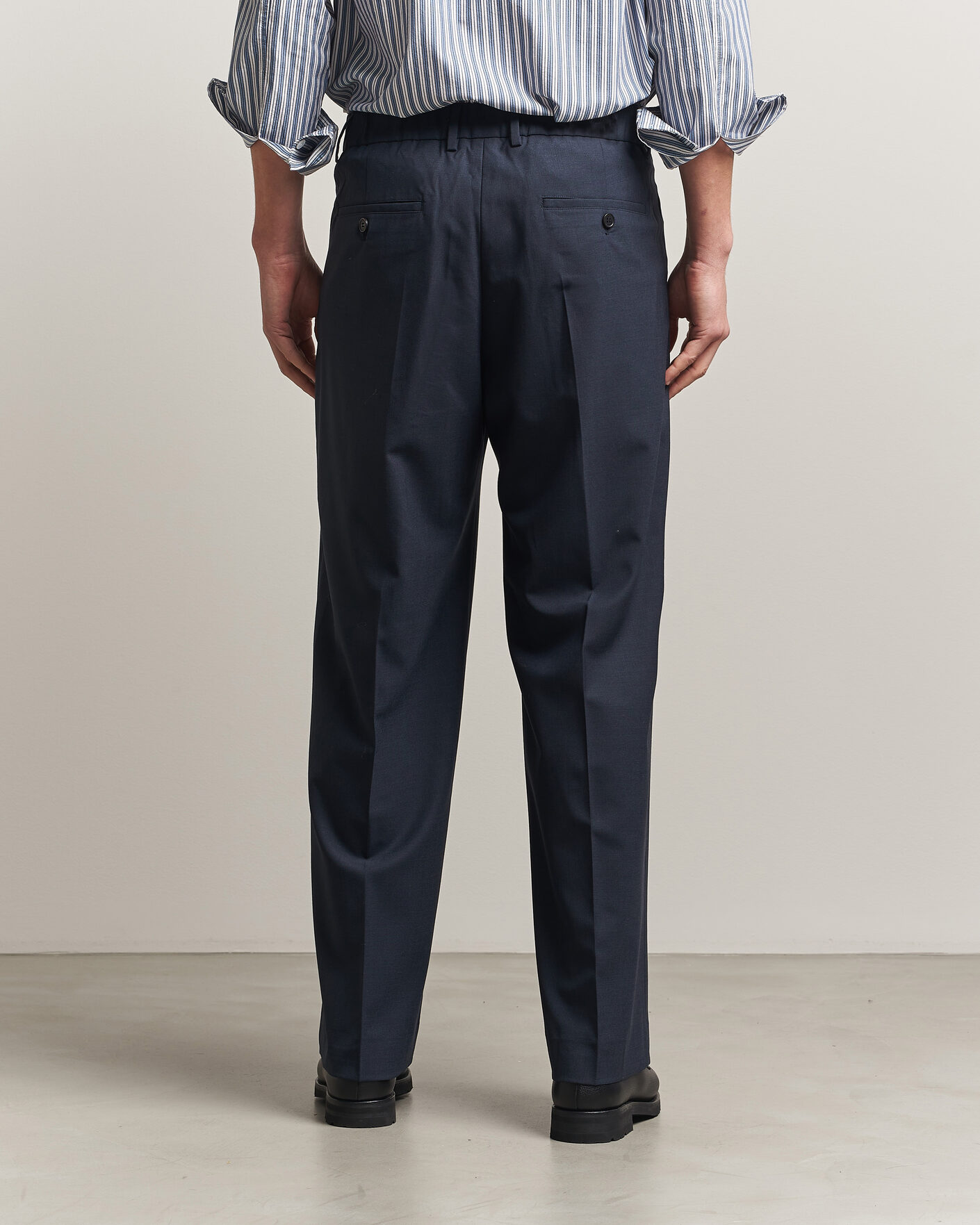 Herren | Hosen | NN07 | Kay Summer Wool Drawstring Trousers Deep Navy