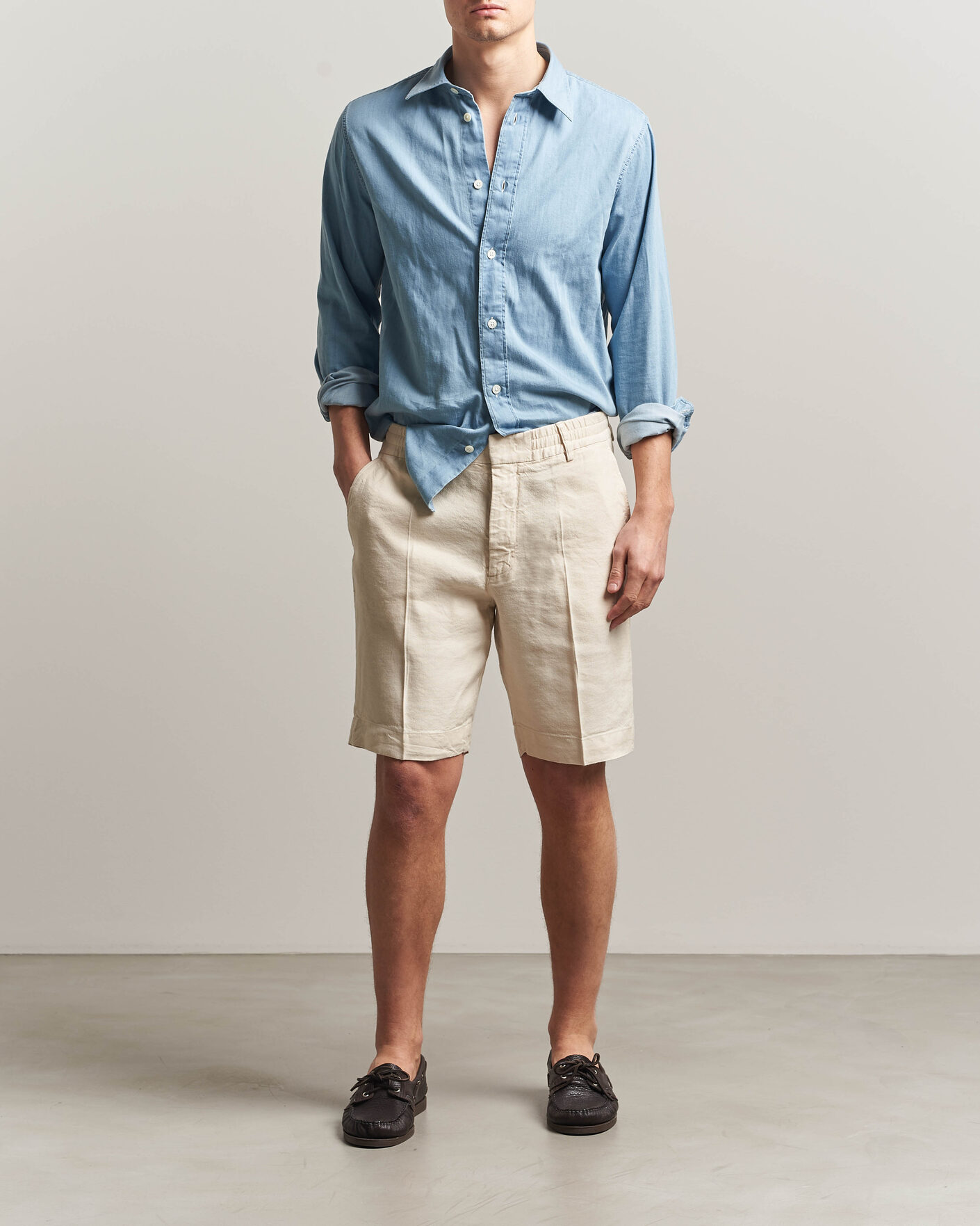 Herren | Shorts | NN07 | Billie Linen/Viscose Drawstring Shorts Ivory