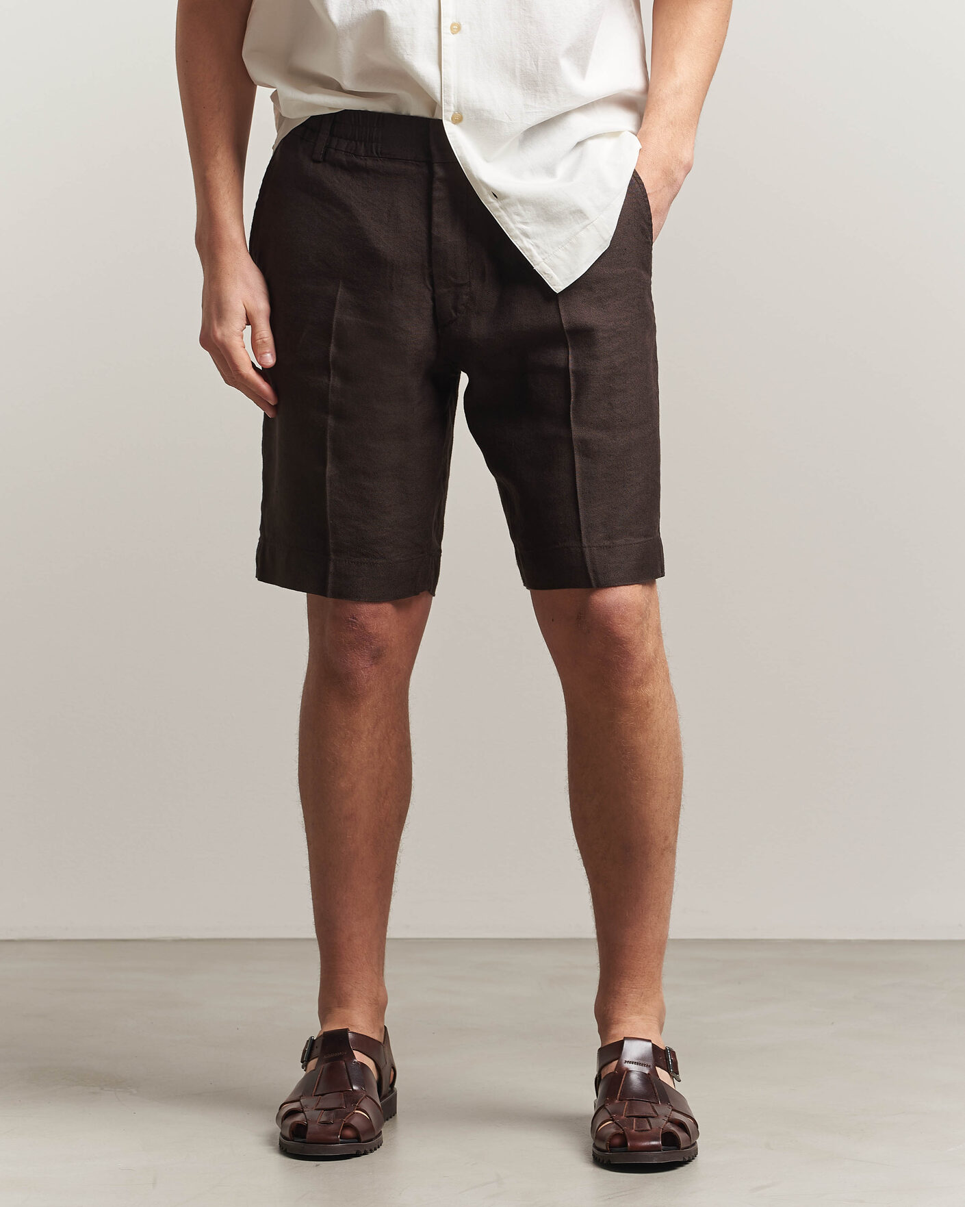 Herren | Shorts | NN07 | Billie Linen/Viscose Drawstring Shorts Deep Truffle