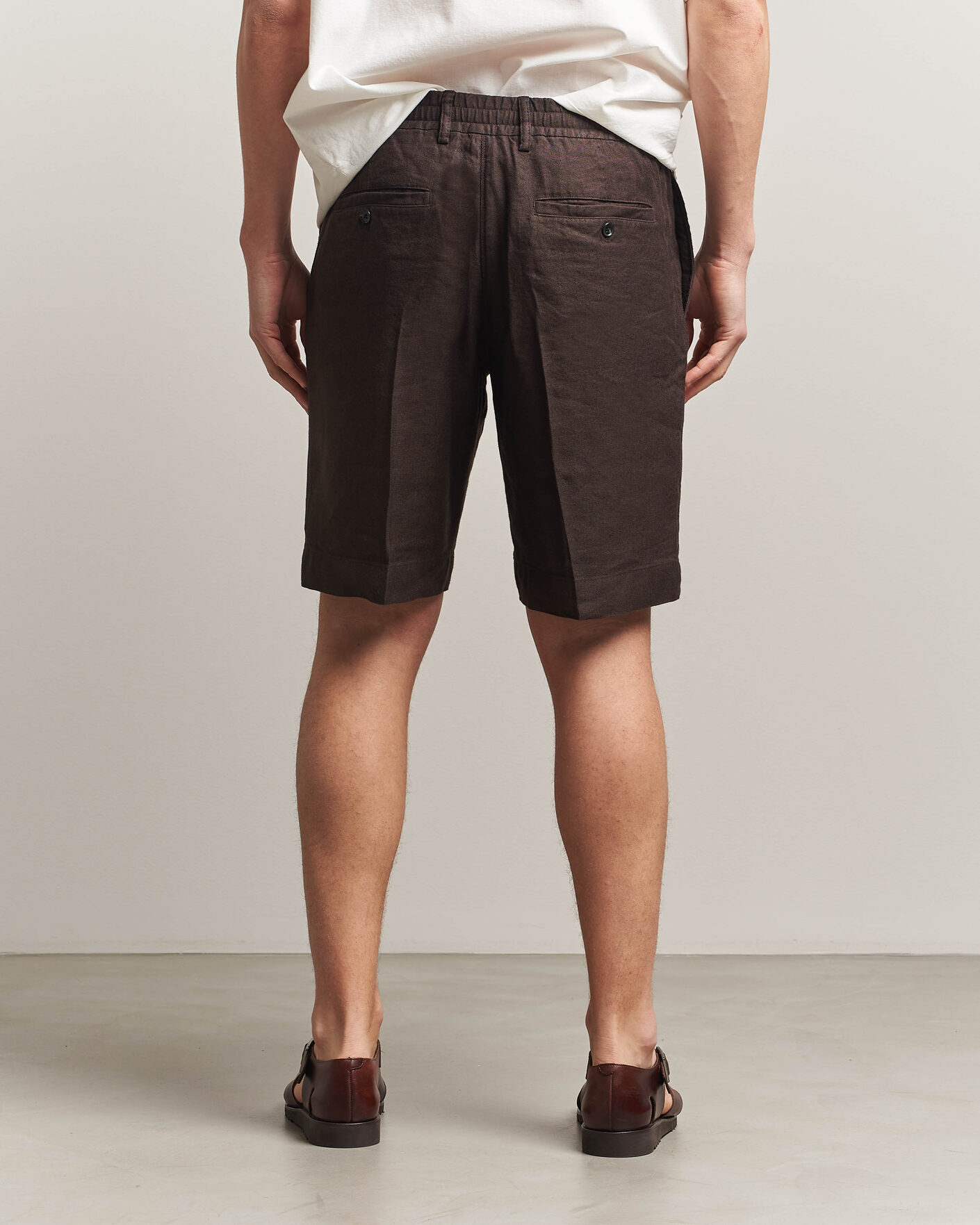 Herren | Shorts | NN07 | Billie Linen/Viscose Drawstring Shorts Deep Truffle