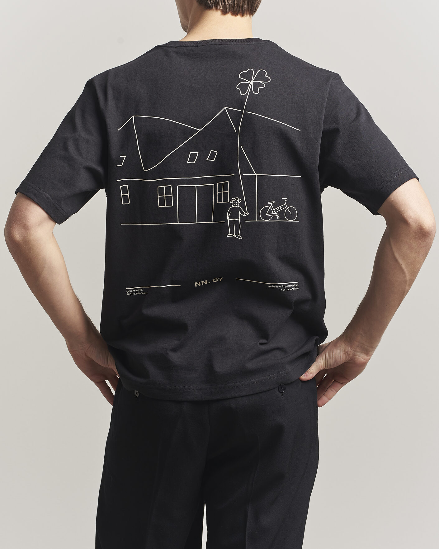 Herren | T-Shirts | NN07 | Jett Washed Printed Crew Neck T-Shirt Black