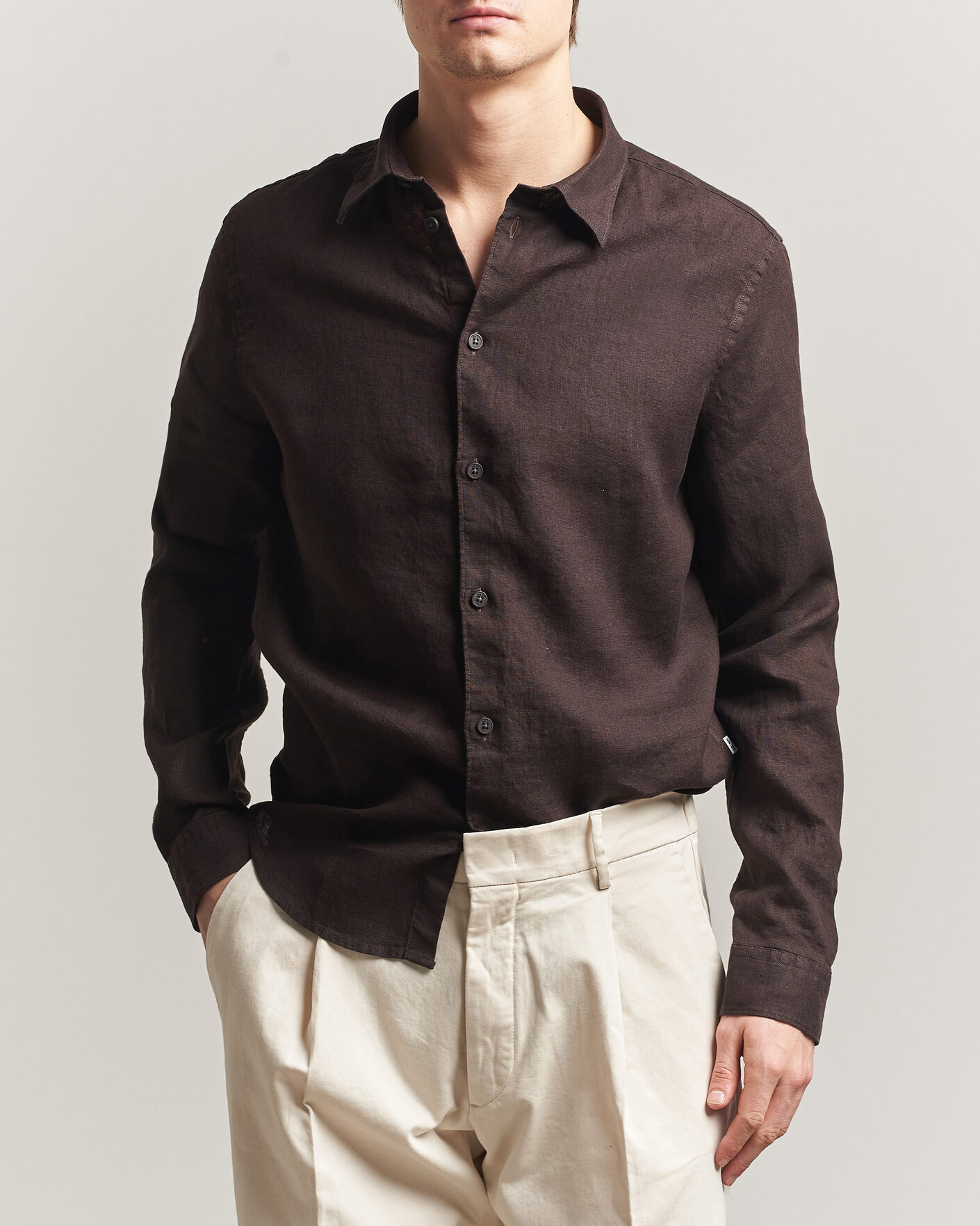 Herren | Hemden | NN07 | Enzo Linen Shirt Deep Truffle