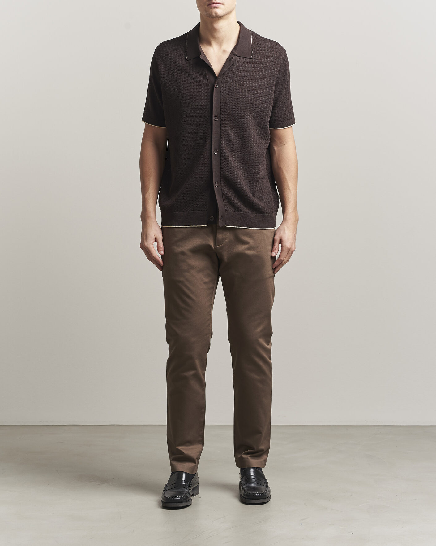 Herren | Hemden | NN07 | Nalo Knitted Short Sleeve Shirt Deep Truffle